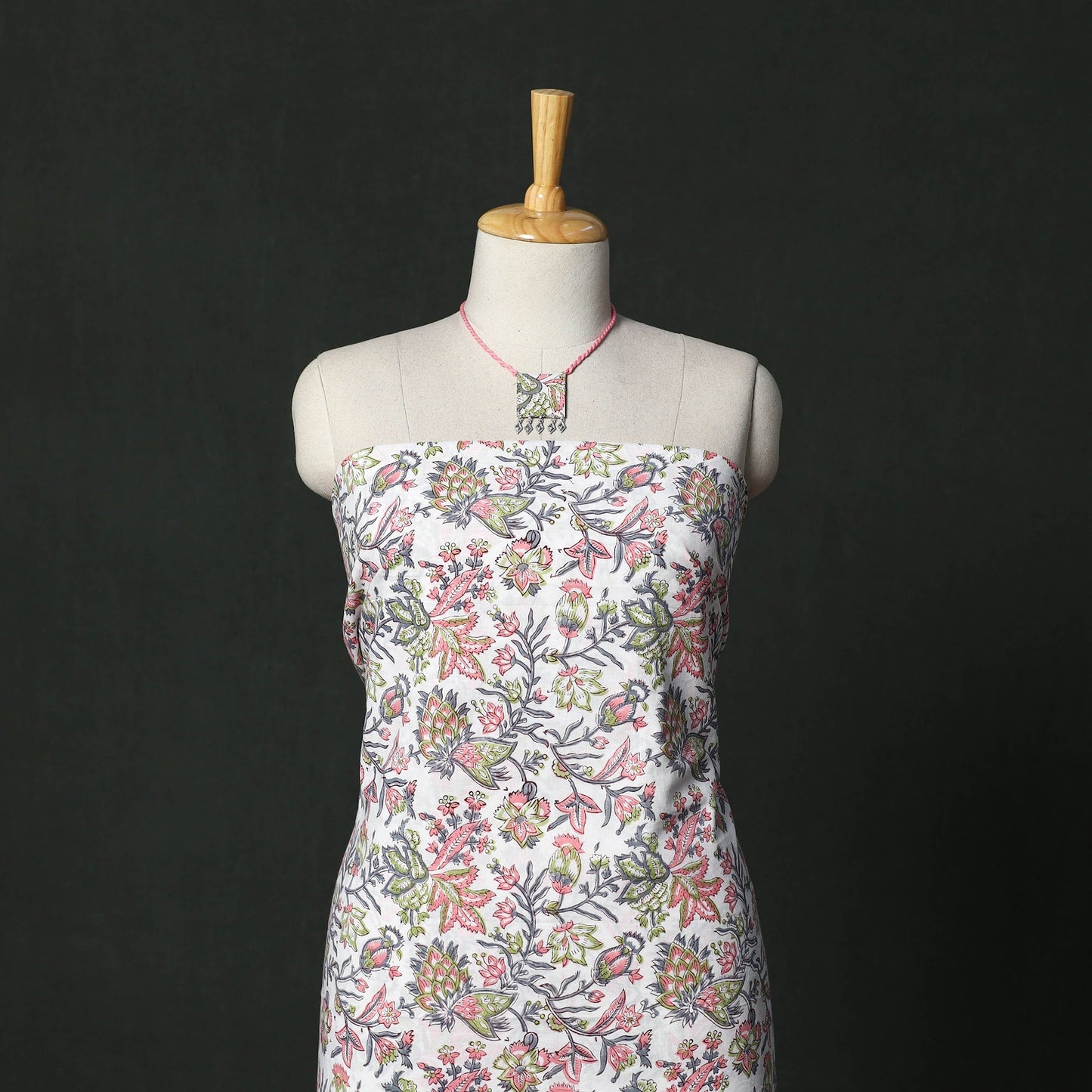 Sanganeri hand block print cotton 2pc unstitched dress