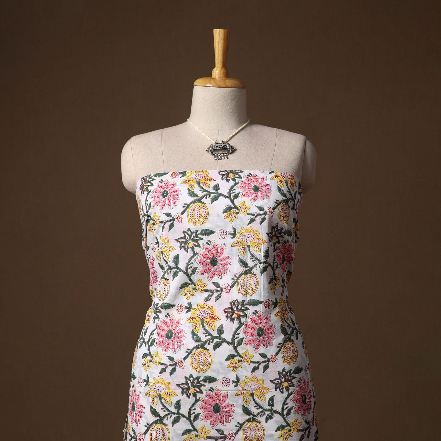 Sanganeri hand block print cotton 2pc unstitched dress