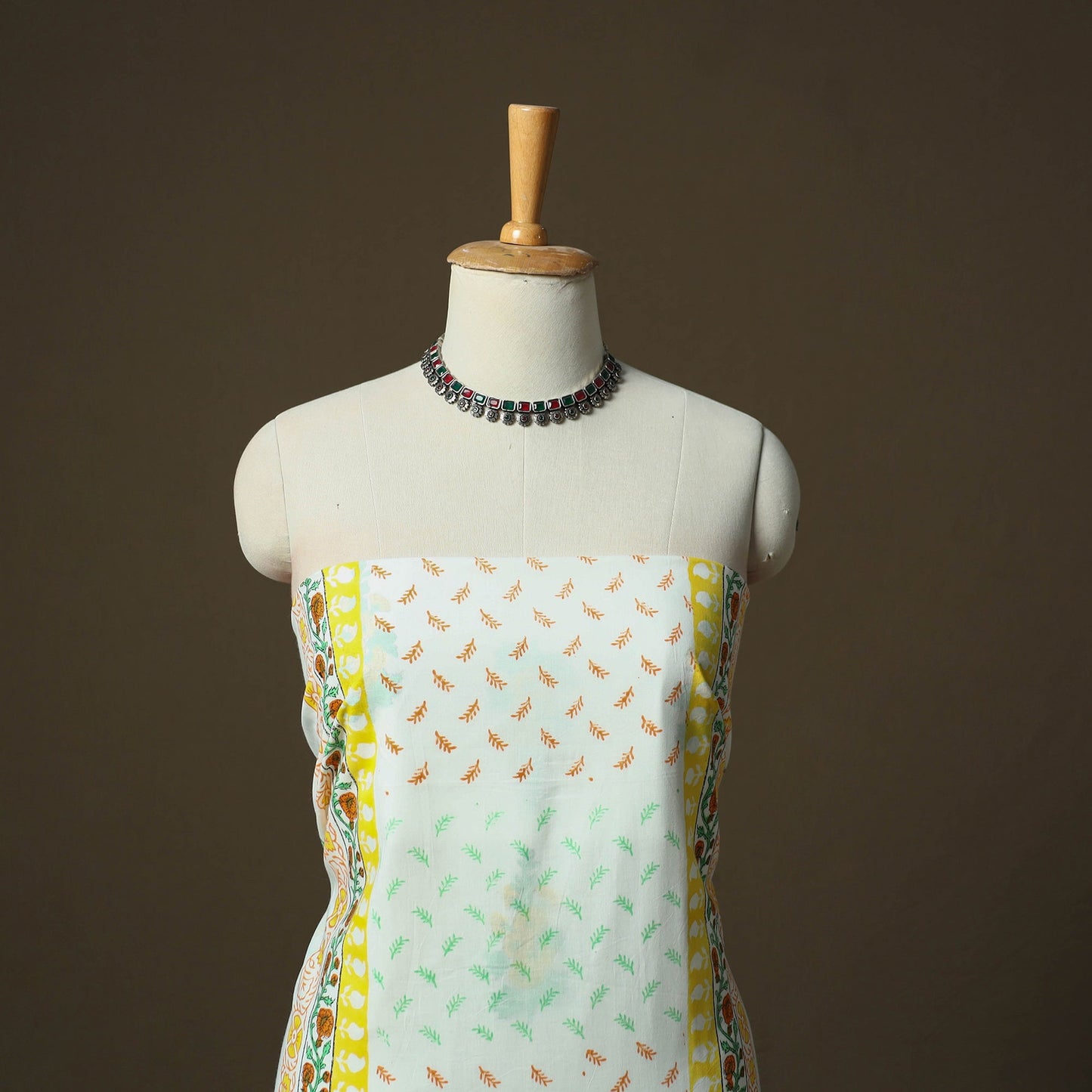 Sanganeri hand block print cotton 3pc unstitched dress