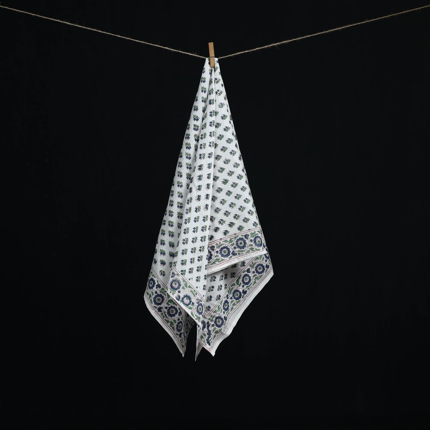 Sanganeri hand block print cotton scarf 19 - handcrafted