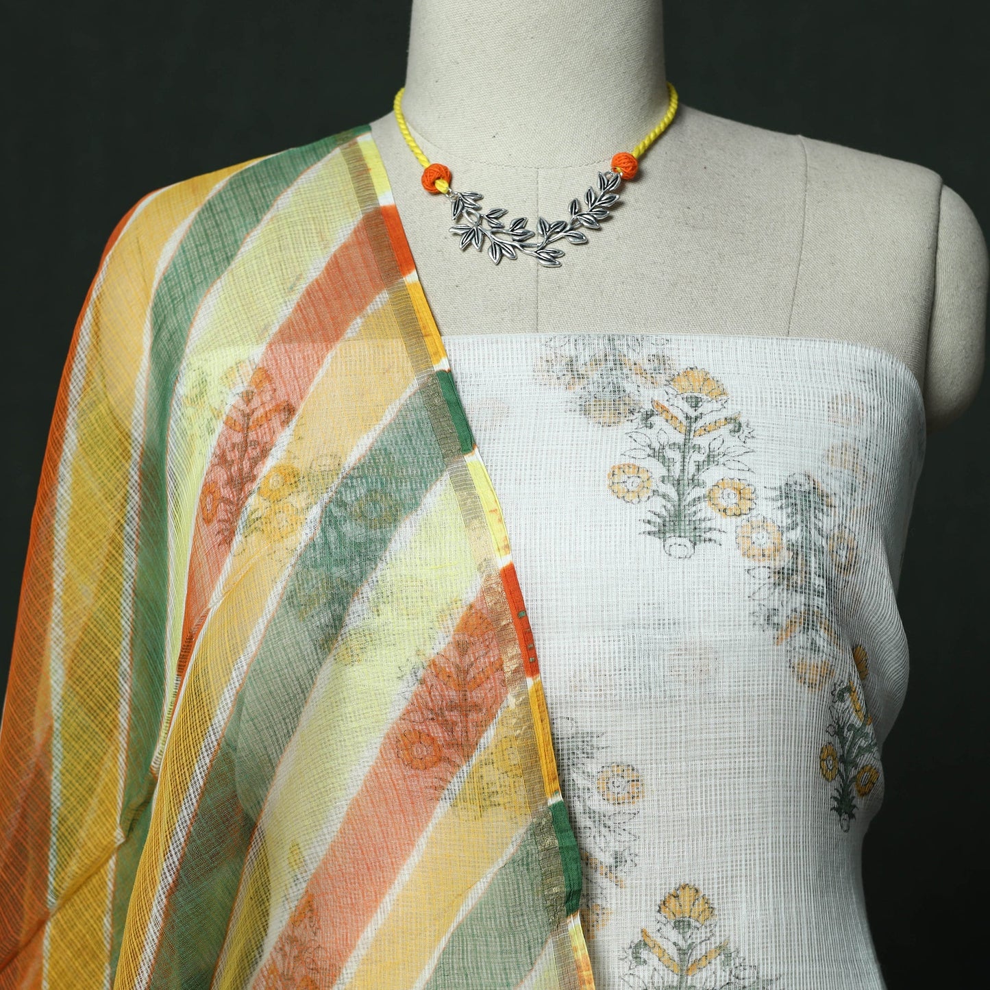 Sanganeri hand block print kota doria cotton 2pc unstitched