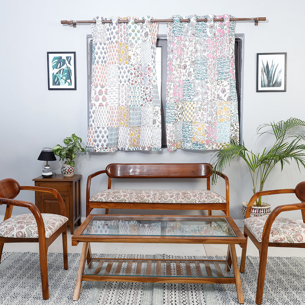 sanganeri patchwork window curtain