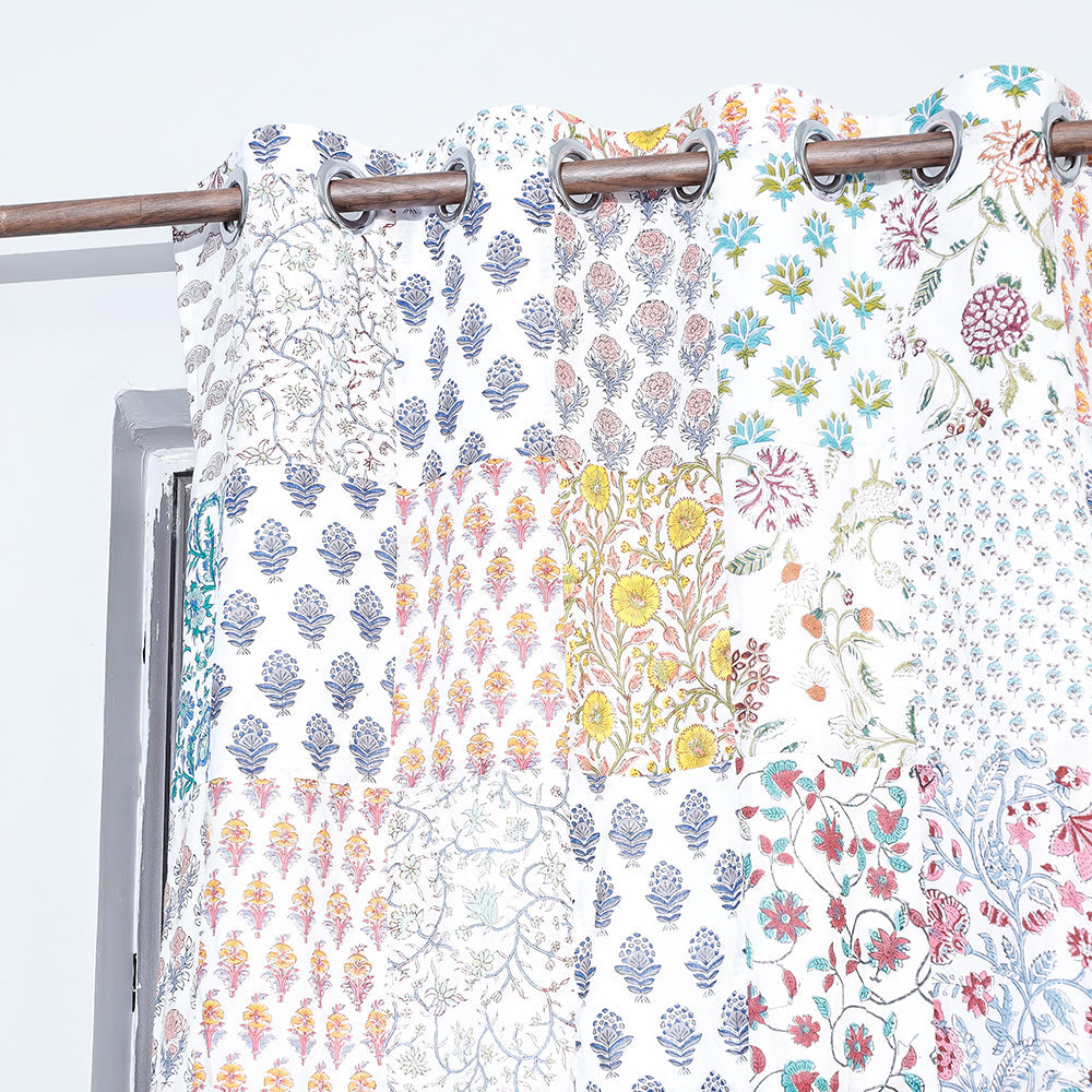 sanganeri patchwork window curtain