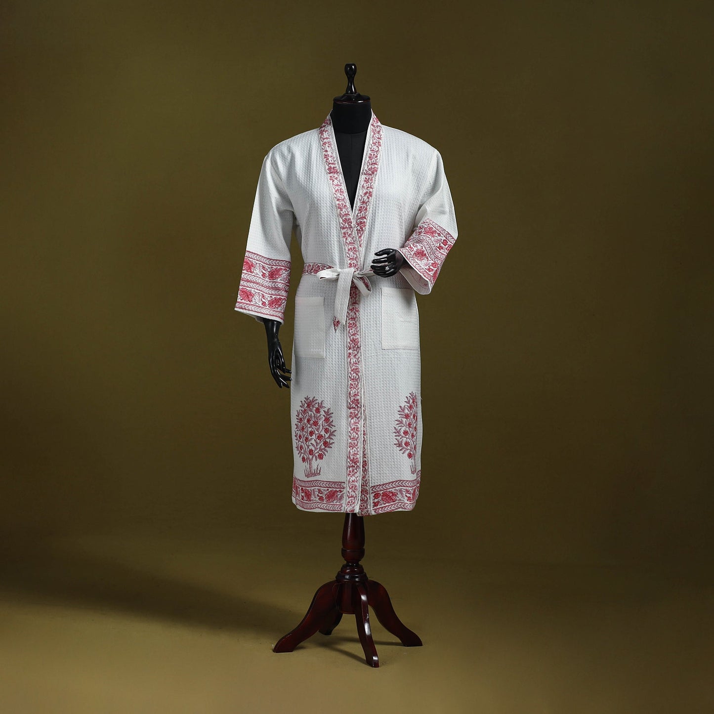 Sanganeri waffle weave handwoven bath robe 03 - handcrafted