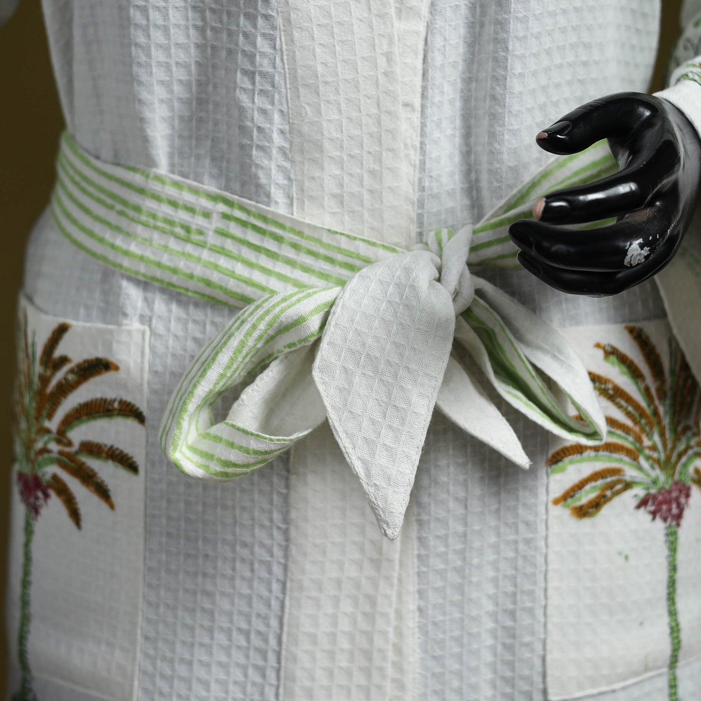 Sanganeri waffle weave handwoven bath robe 08 - handcrafted