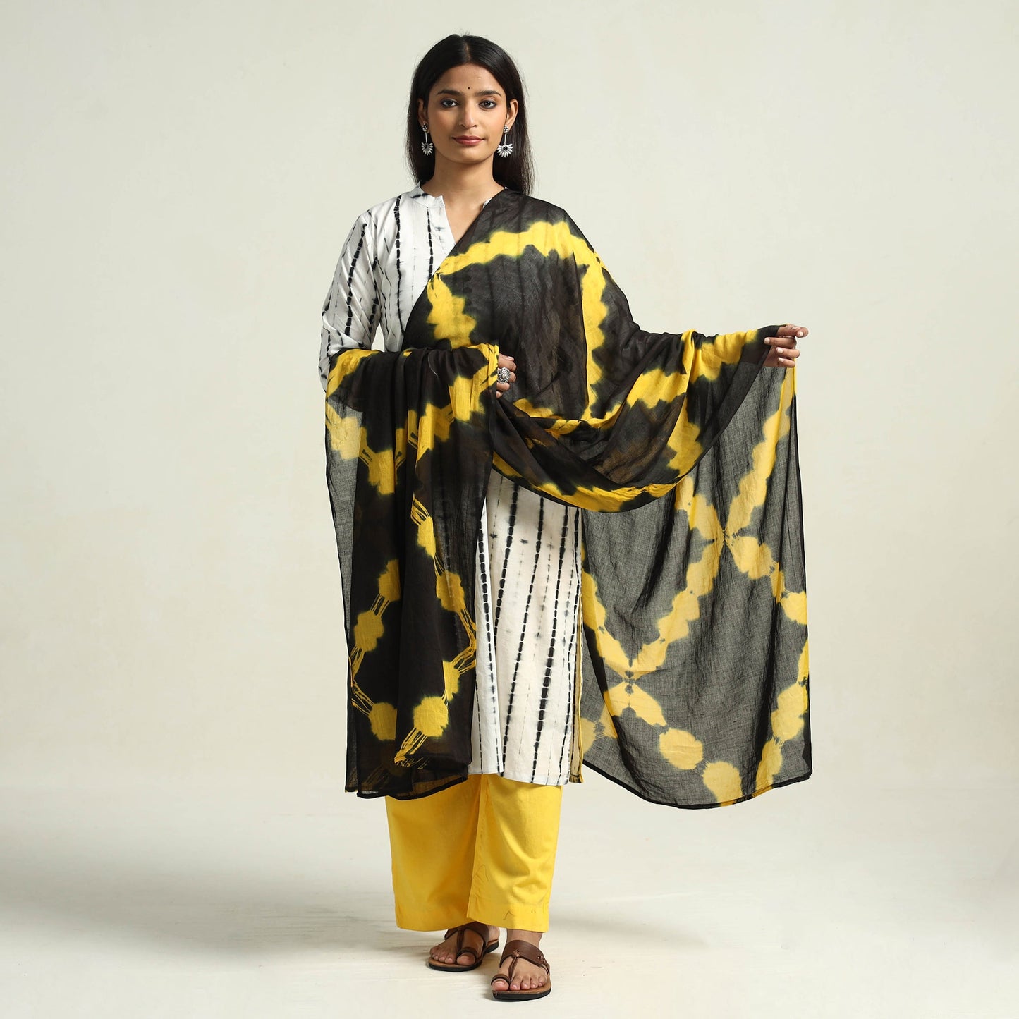 Shibori Kurta with Palazzo & Dupatta Set