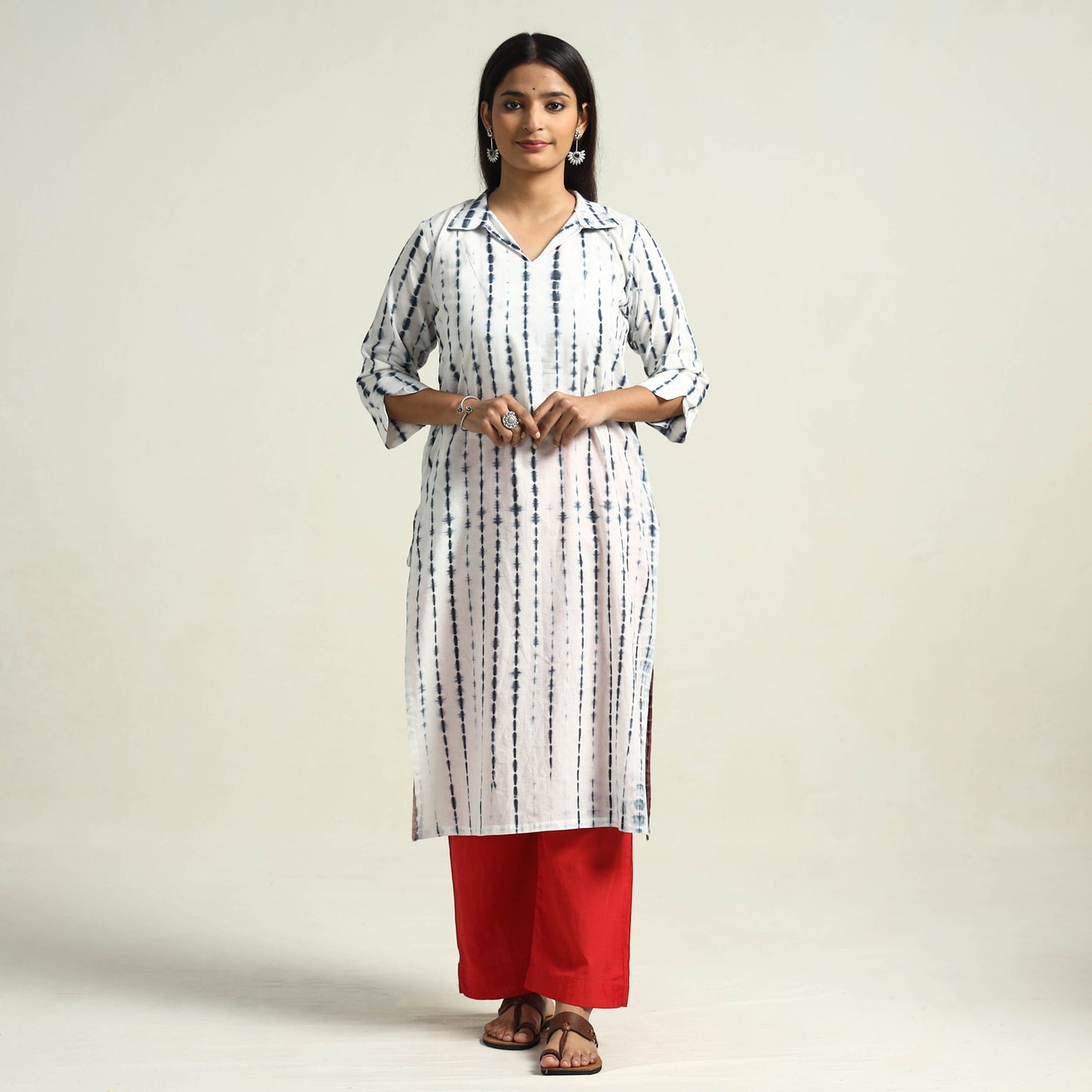 Shibori Kurta with Palazzo & Dupatta Set