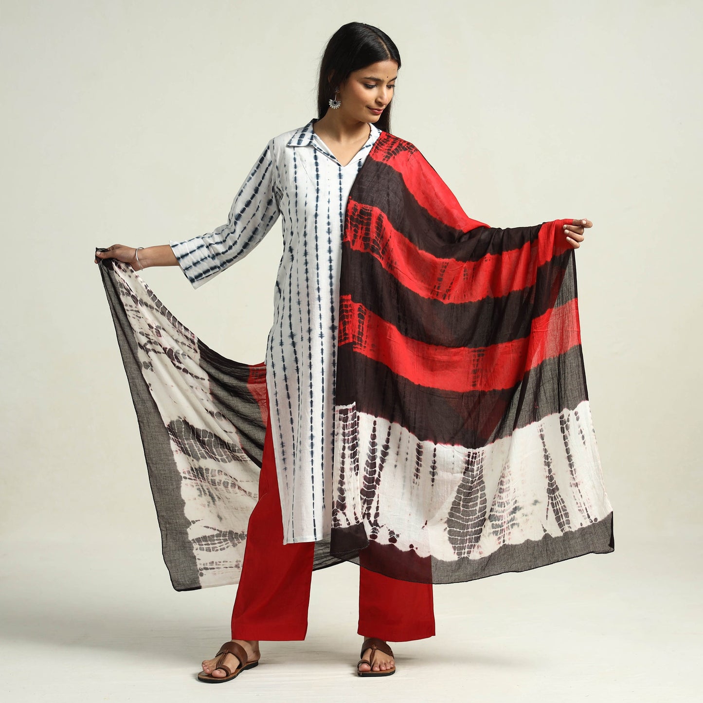 Shibori Kurta with Palazzo & Dupatta Set