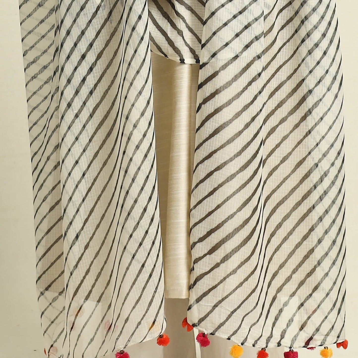 Buy Tie & Dye White Kota Doria Cotton Leheriya Dupatta