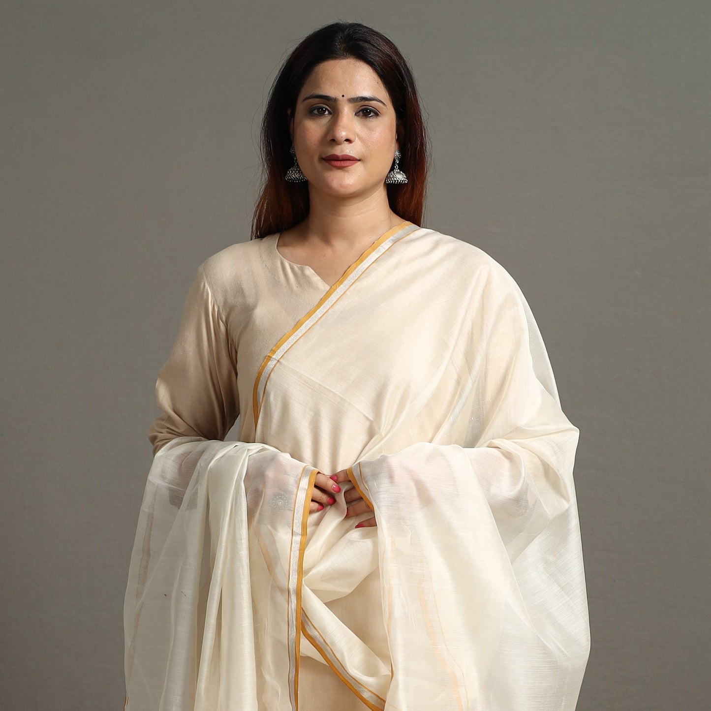 Chanderi Silk Handloom Zari Buta Dupatta 55