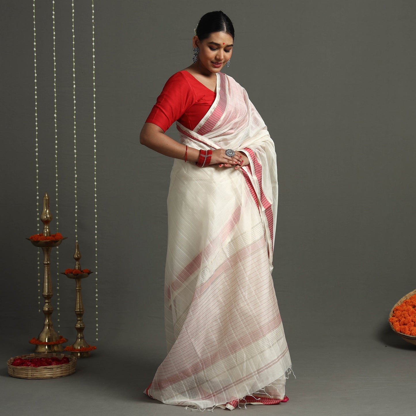 Traditional Handloom Maheshwari Silk Saree