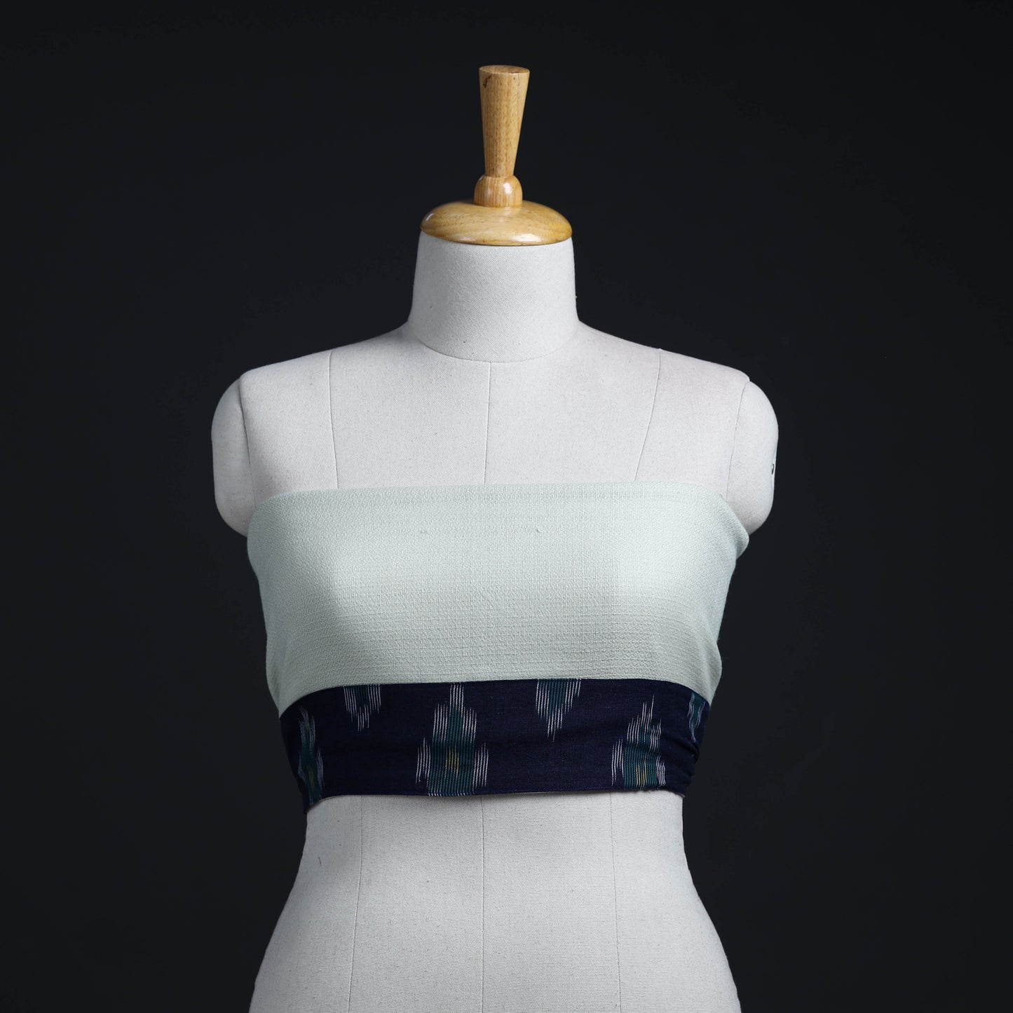 White - woollen plain blouse piece 02 - handcrafted