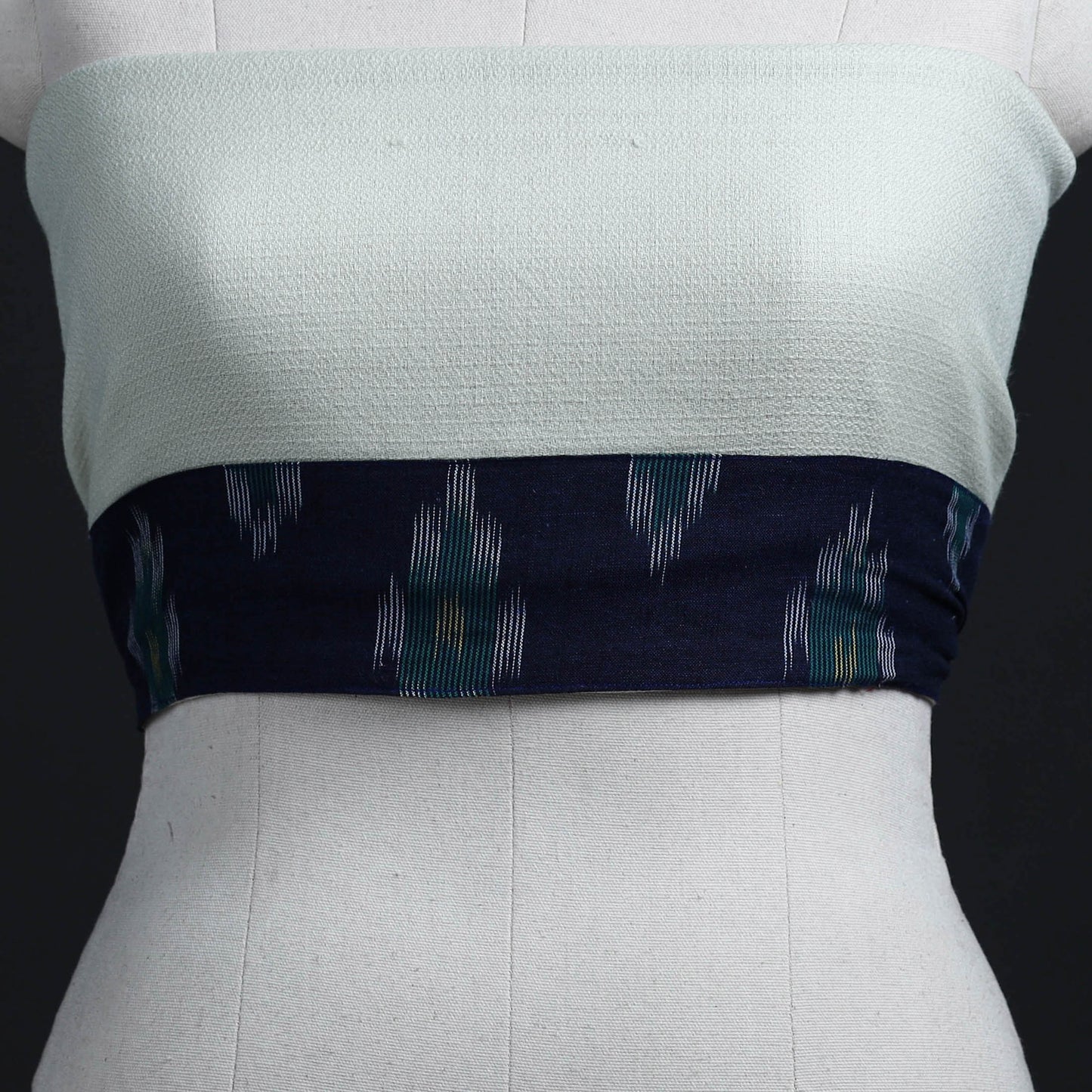 White - woollen plain blouse piece 02 - handcrafted