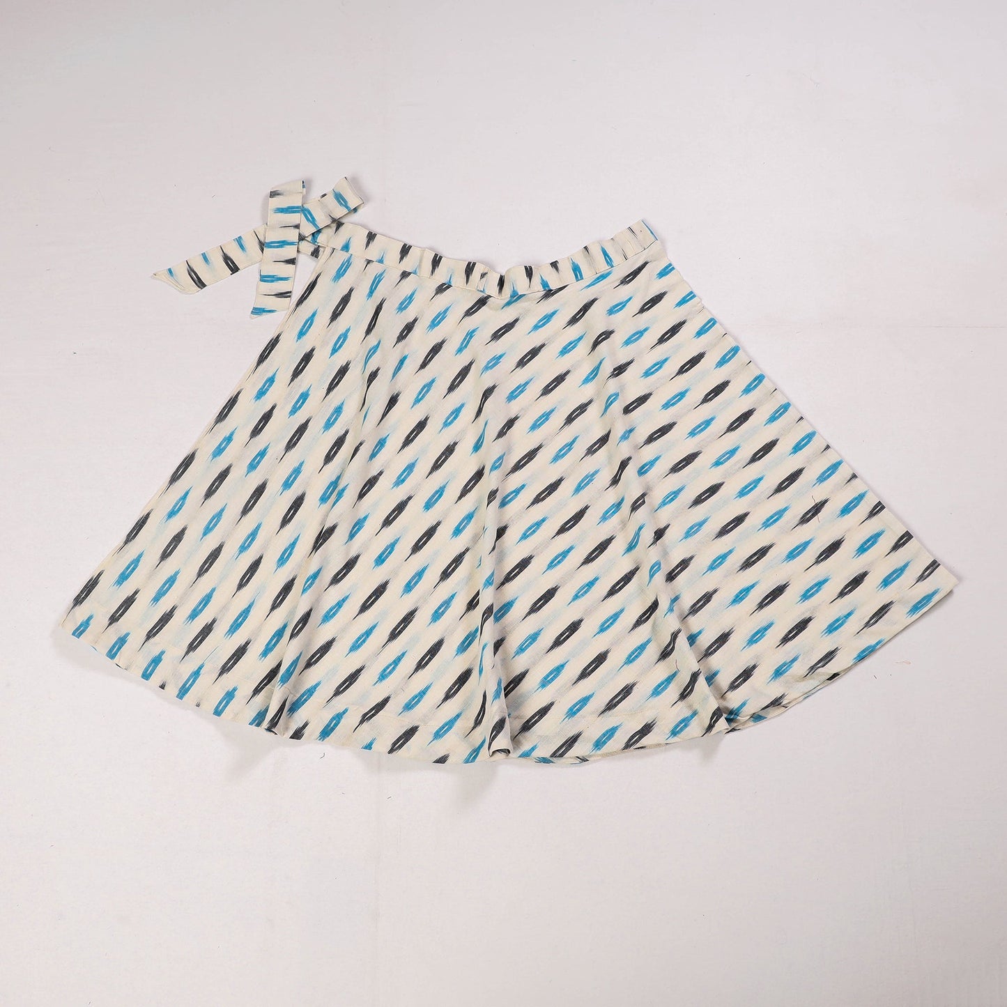 White Wrap Around Cotton Pochampally Ikat Skirt