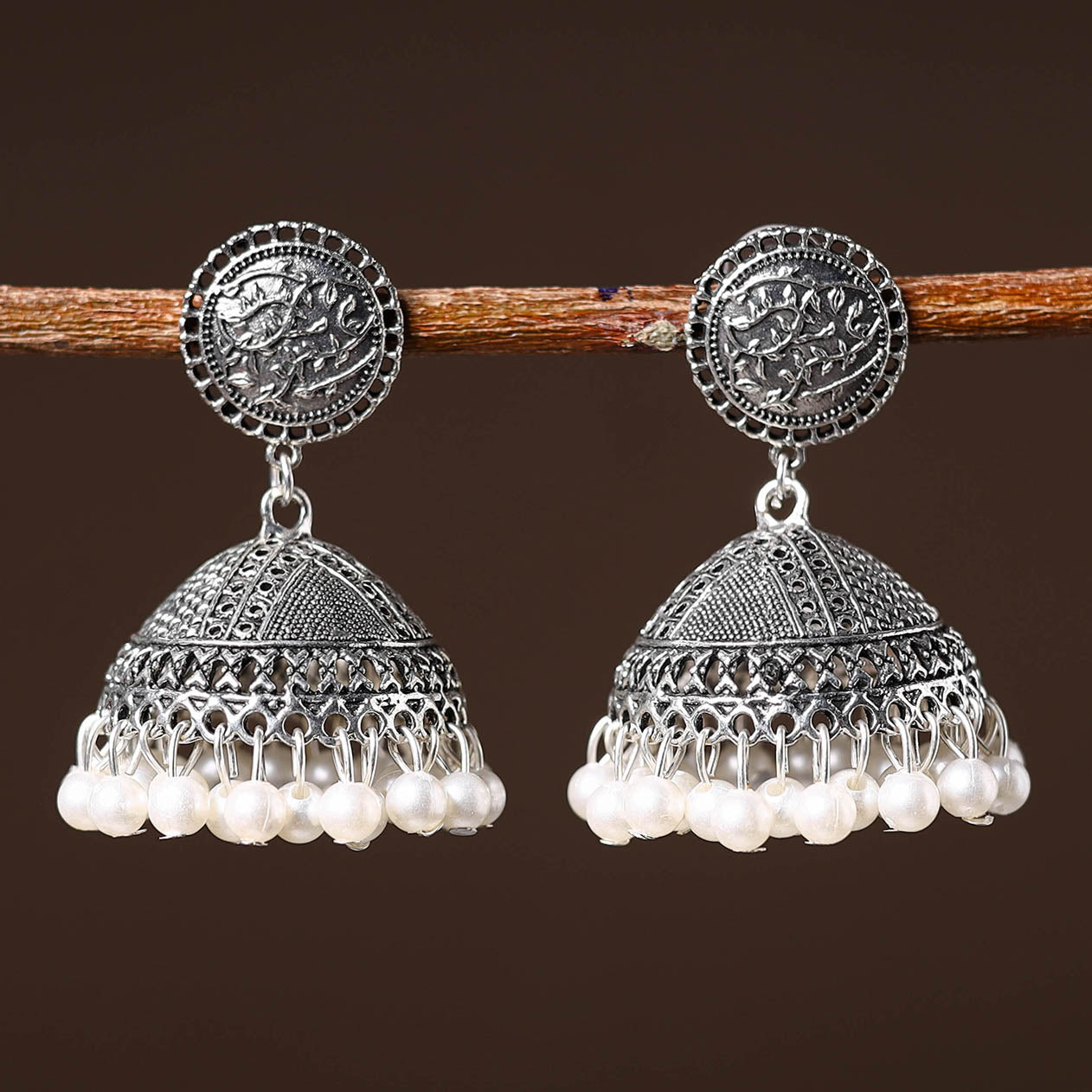 Handcrafted GS Beaded Jhumki Earrings