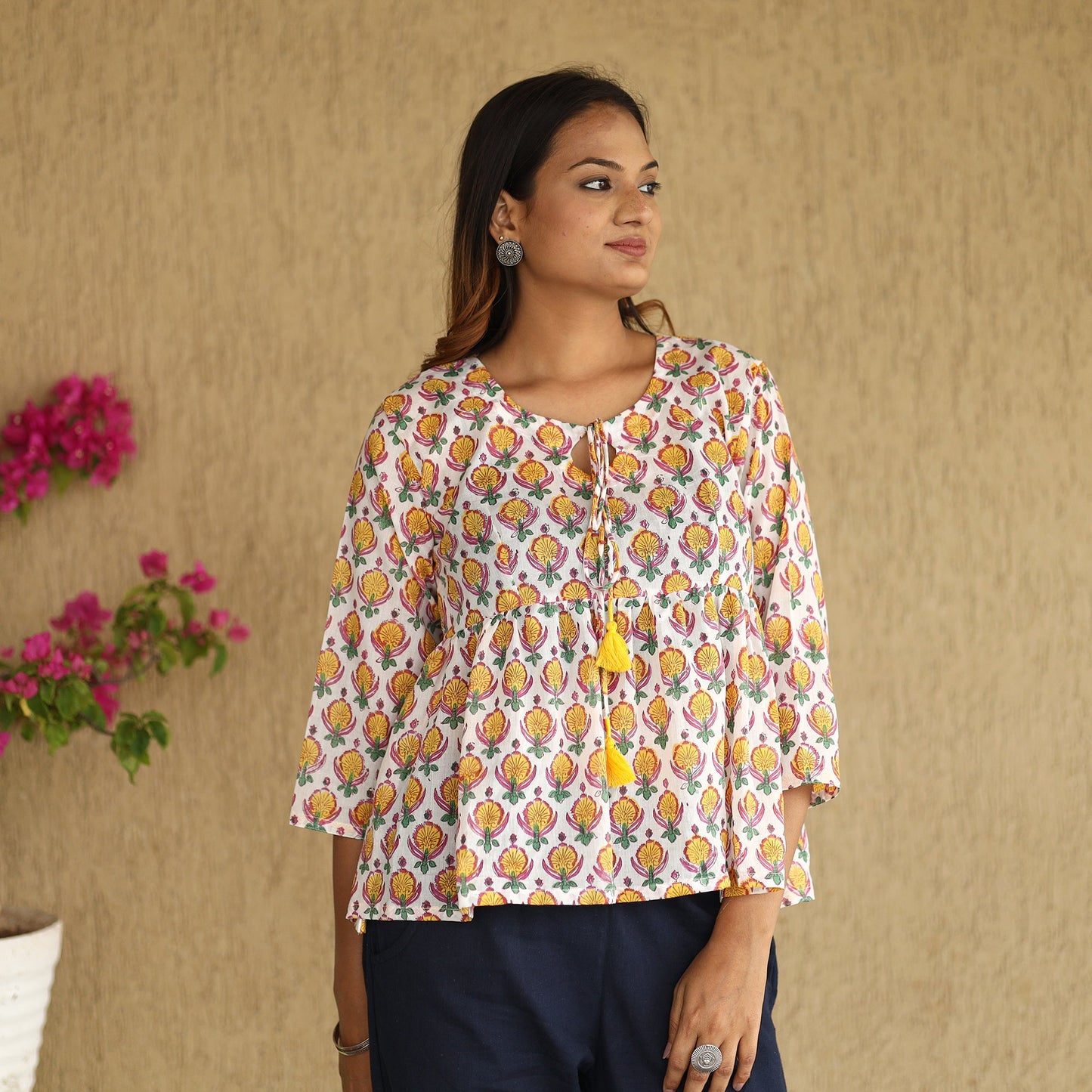 sanganeri cotton crop top