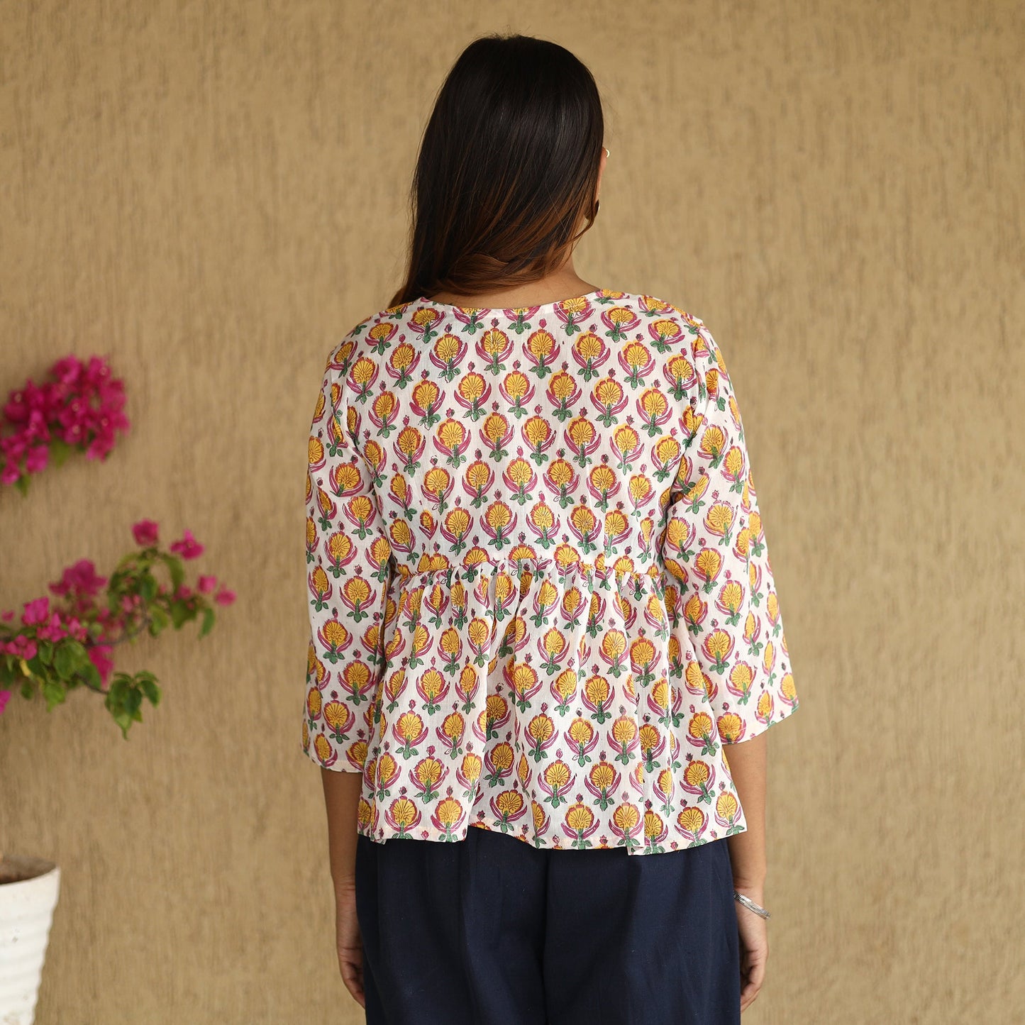 sanganeri cotton crop top