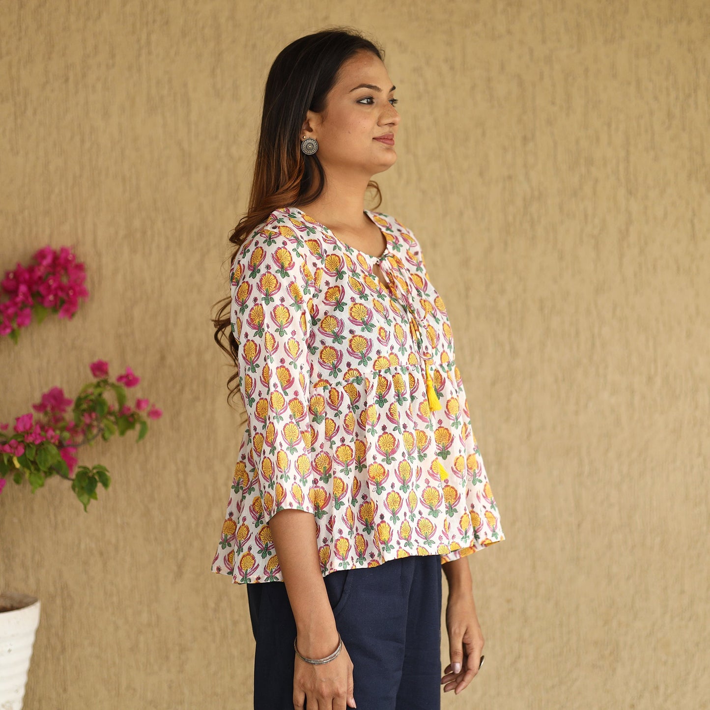 sanganeri cotton crop top