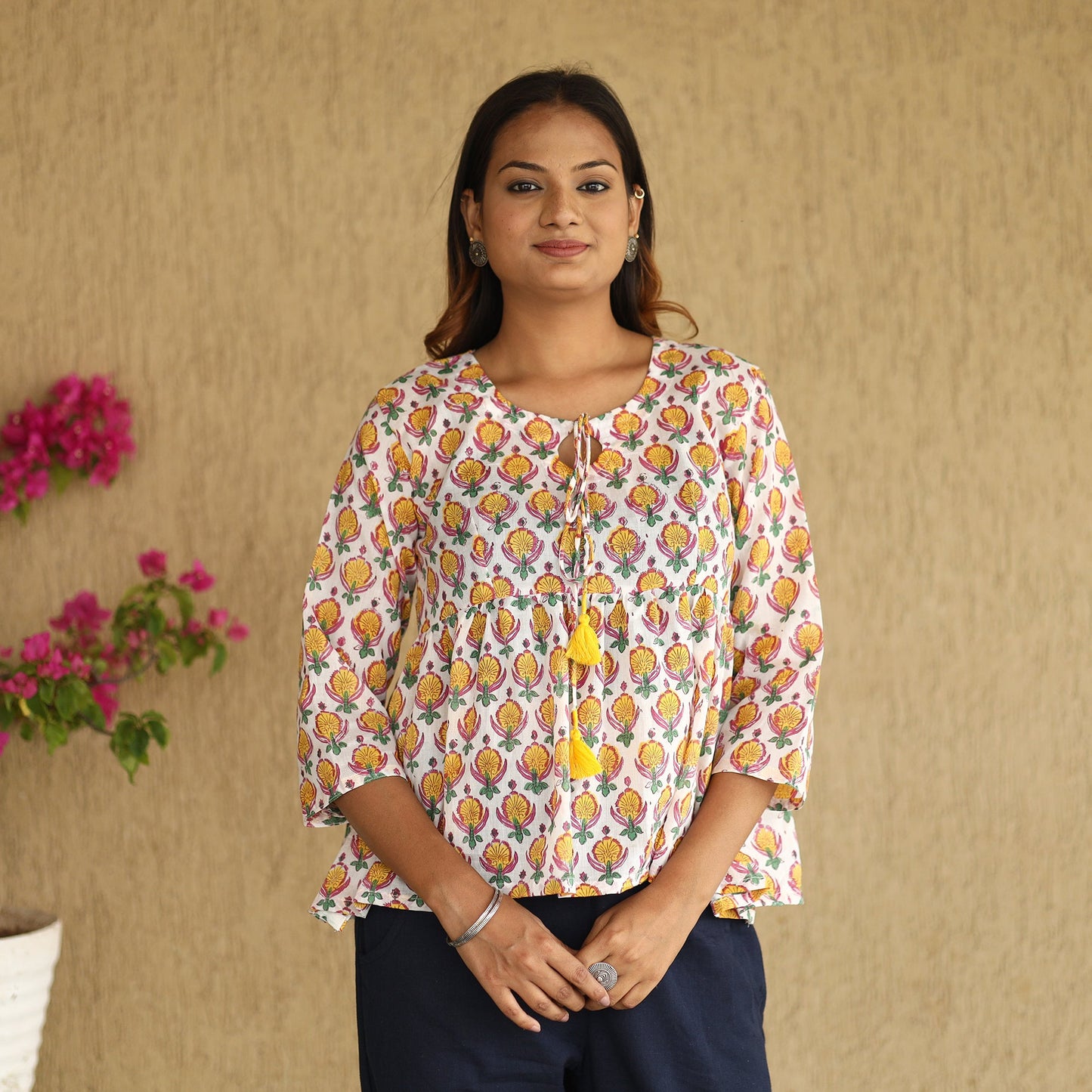 sanganeri cotton crop top
