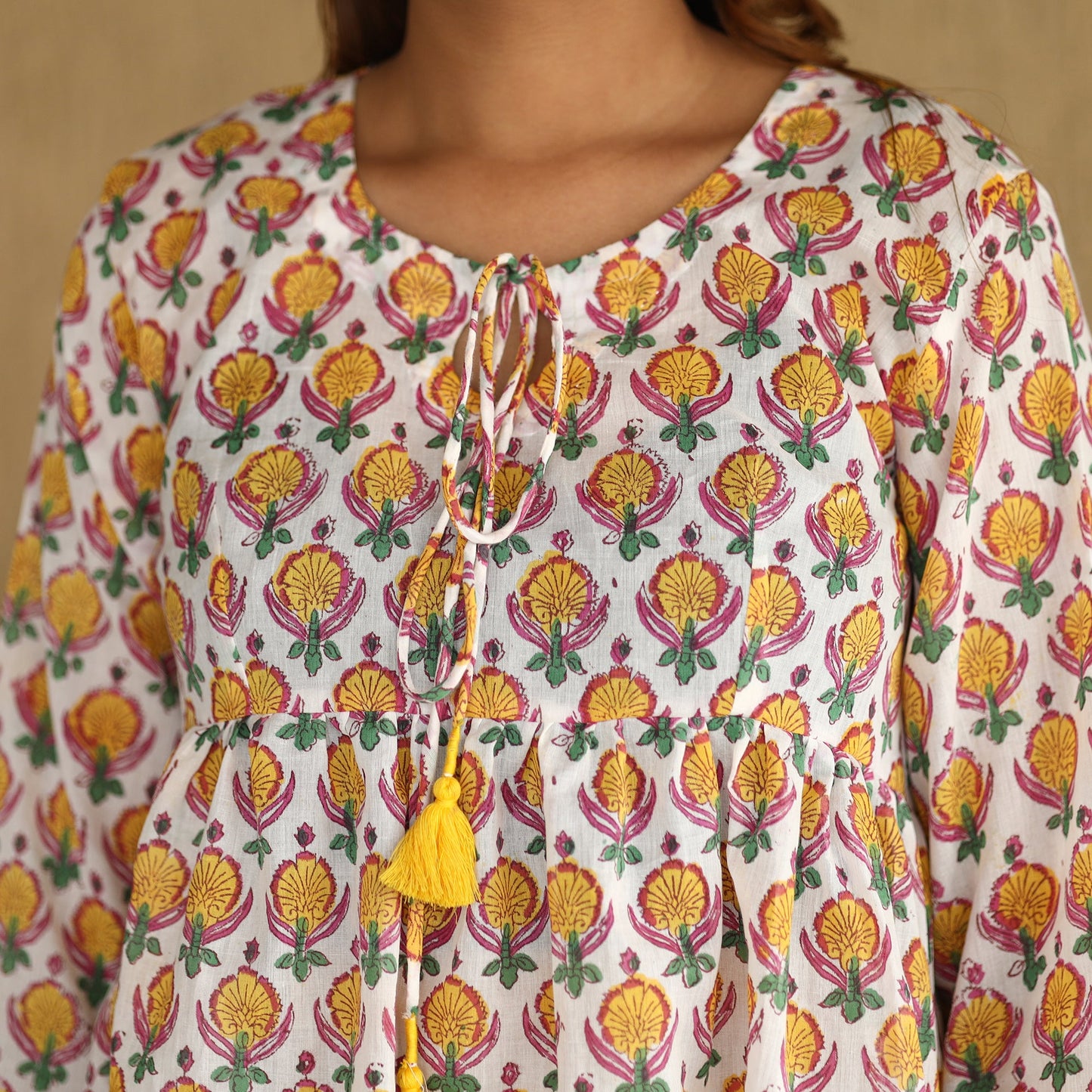 sanganeri cotton crop top