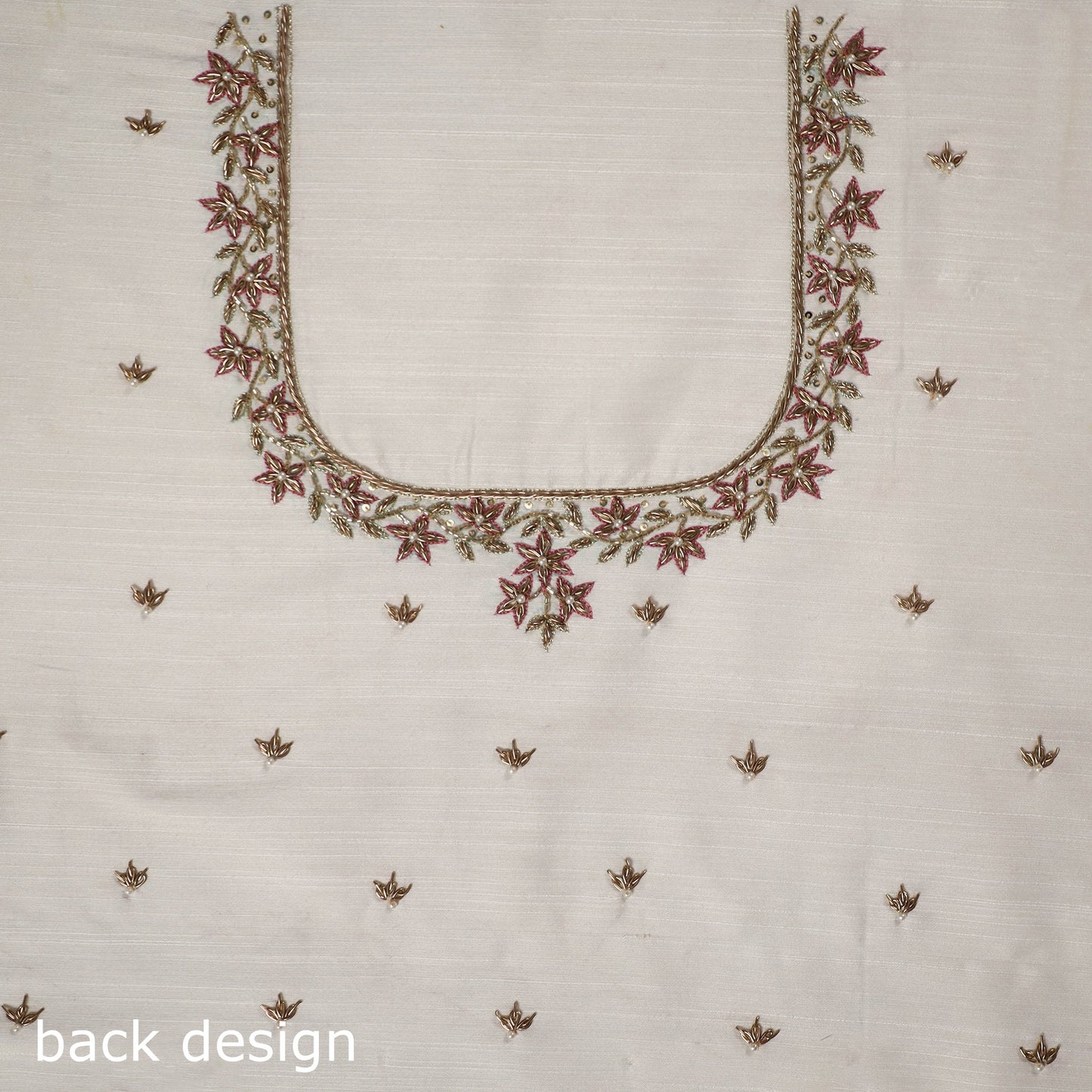 White - zardozi hand embroidery slub silk plain blouse