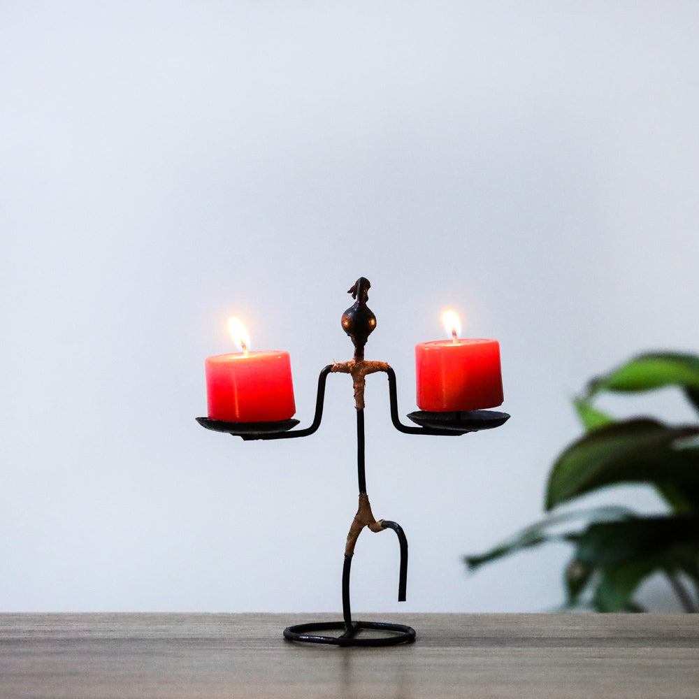 Deer - Bastar Tribal Wrought Iron Candle Stand Online in India