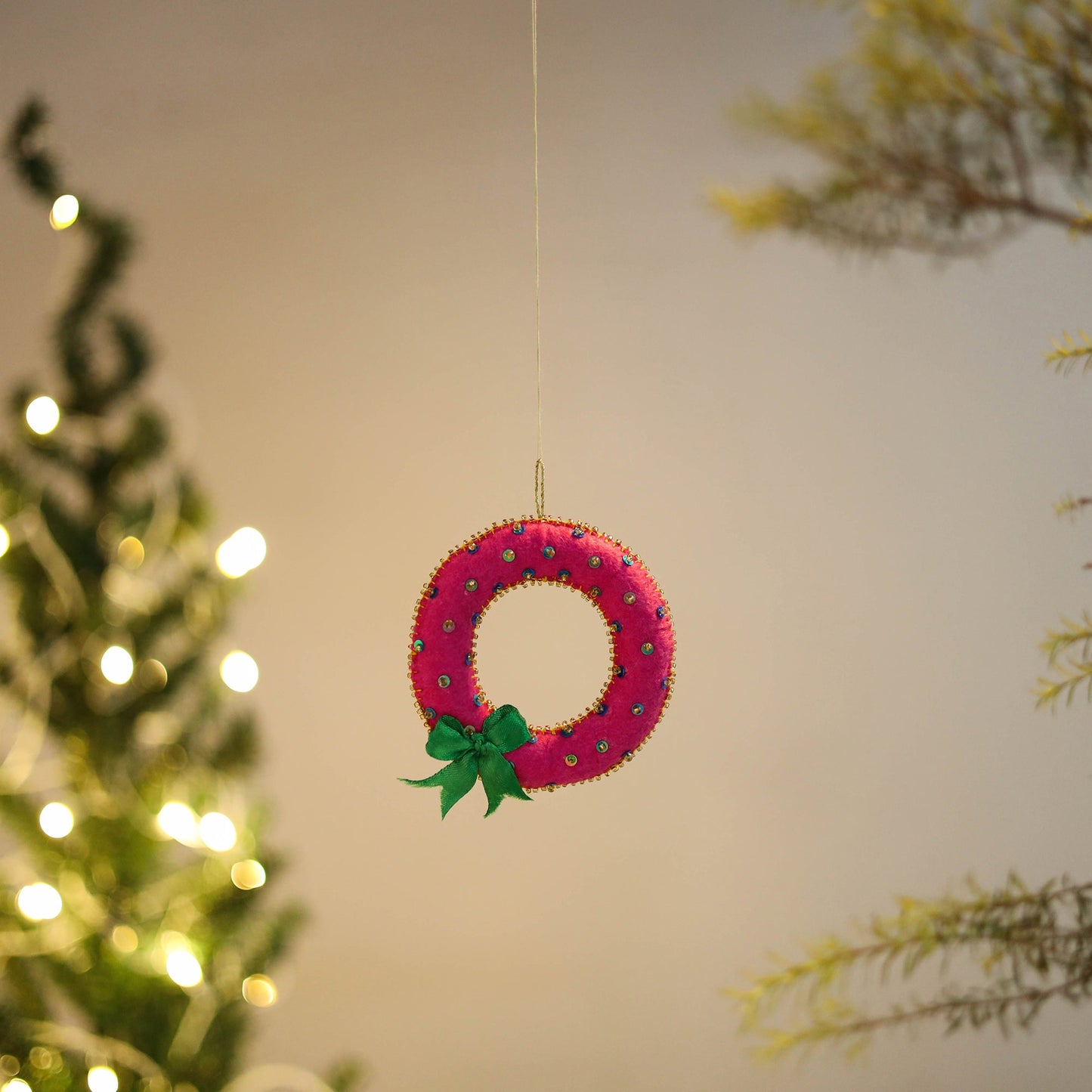 Shop Wreath Felt Ornament - Handmade Christmas Decor