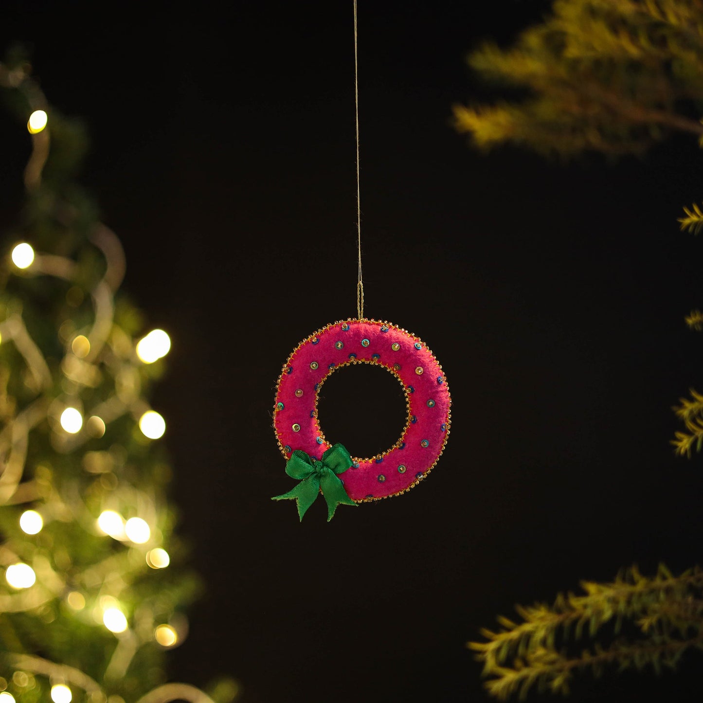 Shop Wreath Felt Ornament - Handmade Christmas Decor