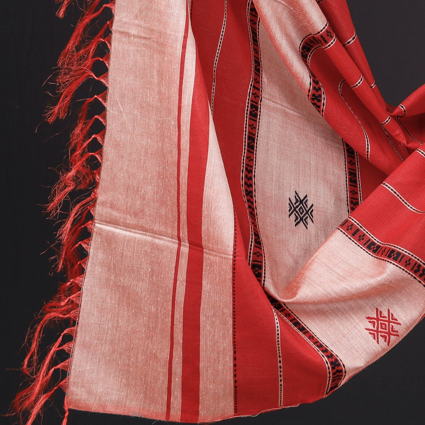 2pc Godna Handpainted Tussar Silk Suit Material with Khappa Weave Dupatta