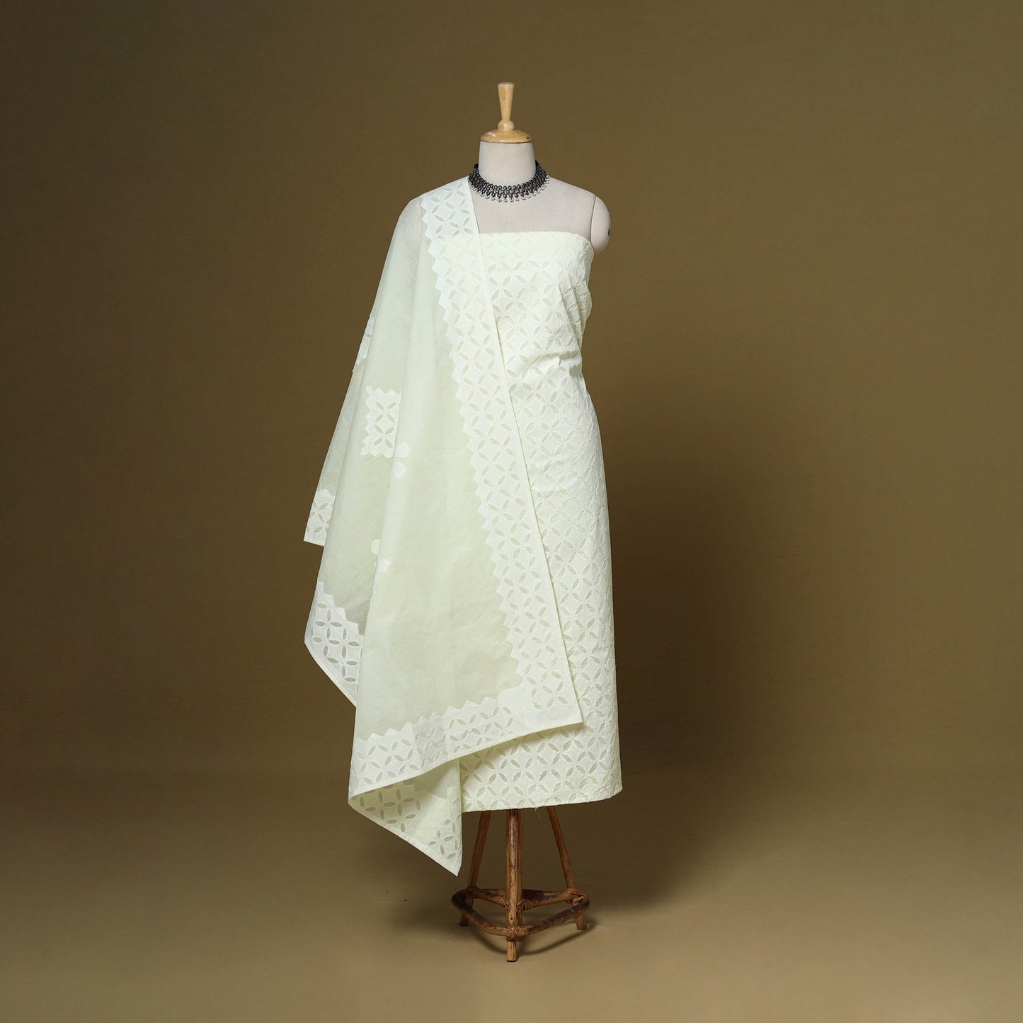 Yellow - 3pc cotton unstitched barmer applique cut work
