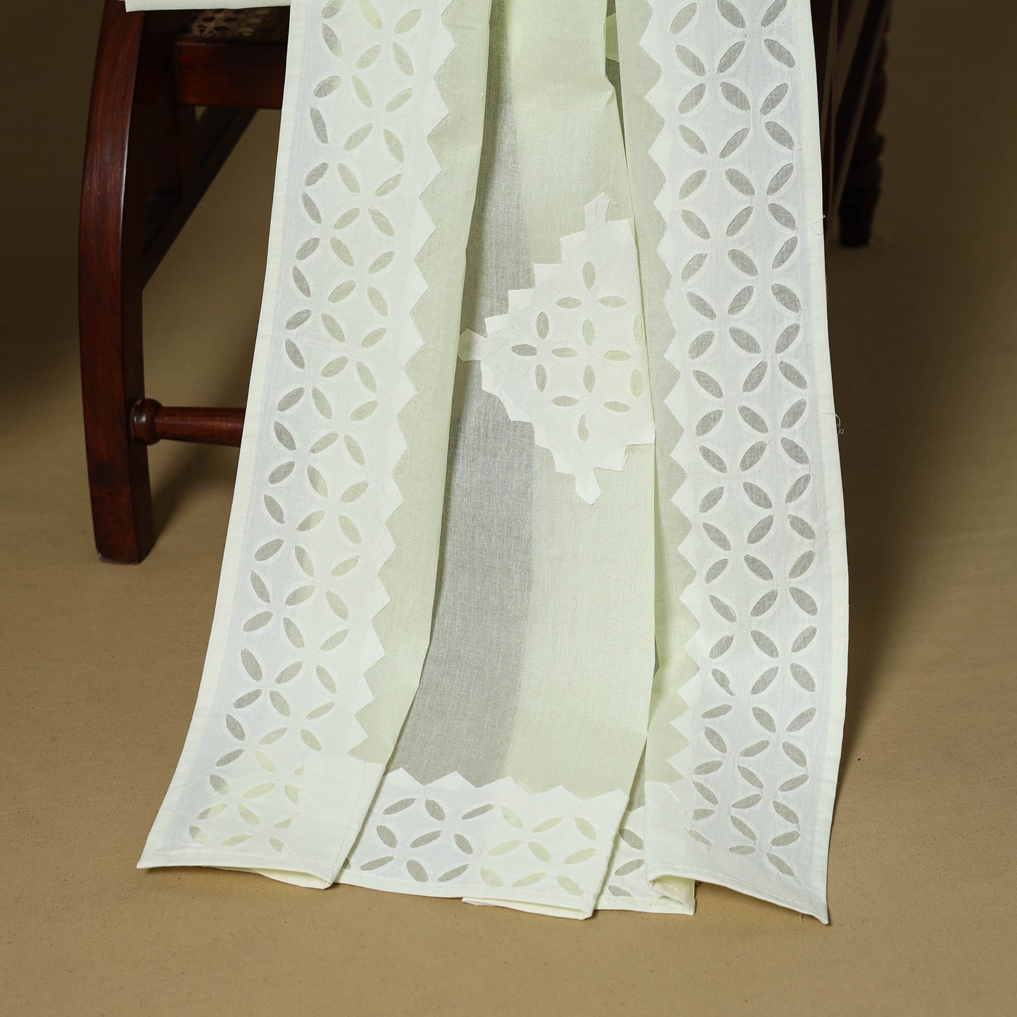 Yellow - 3pc cotton unstitched barmer applique cut work