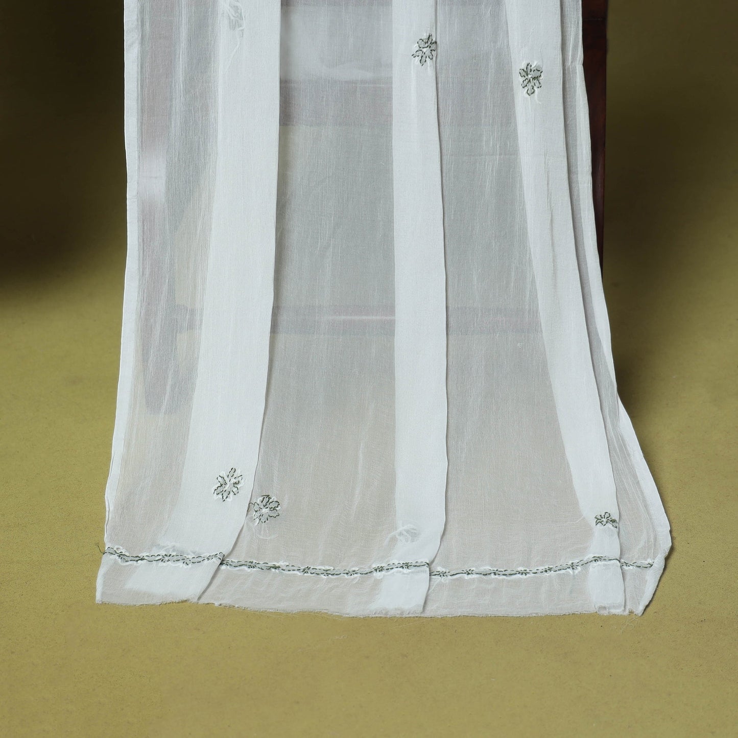 Yellow - 3pc hand embroidery cotton lucknow chikankari