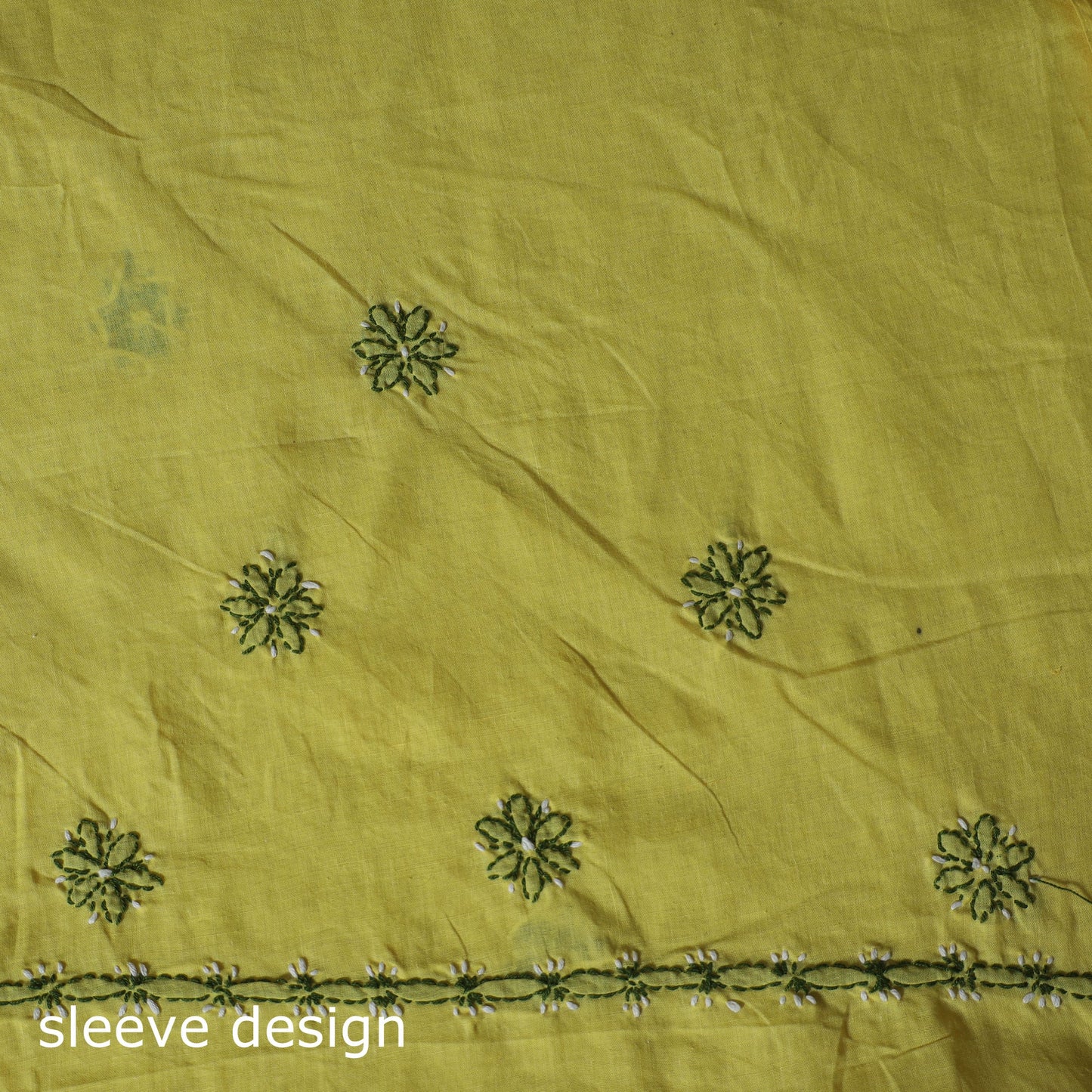 Yellow - 3pc hand embroidery cotton lucknow chikankari