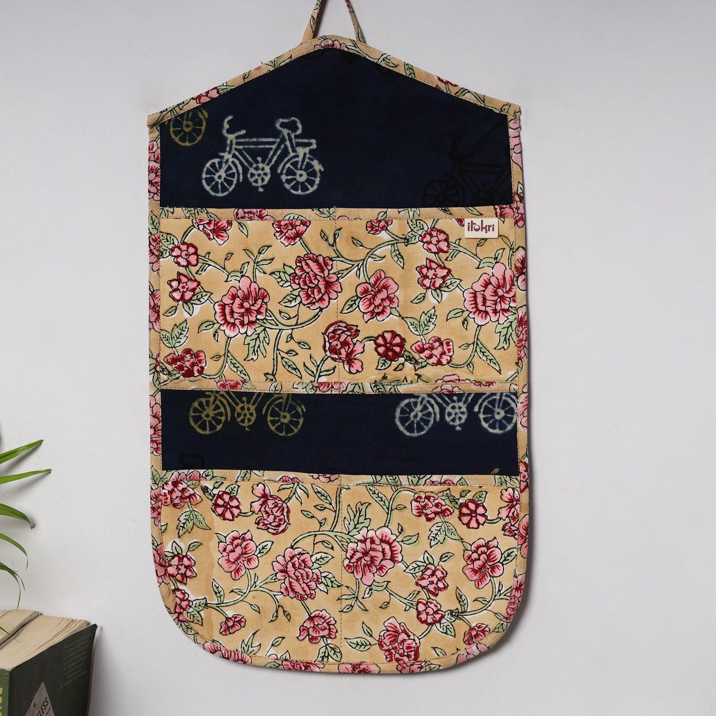 Yellow - 4 pockets handcrafted cotton wall hanging letter