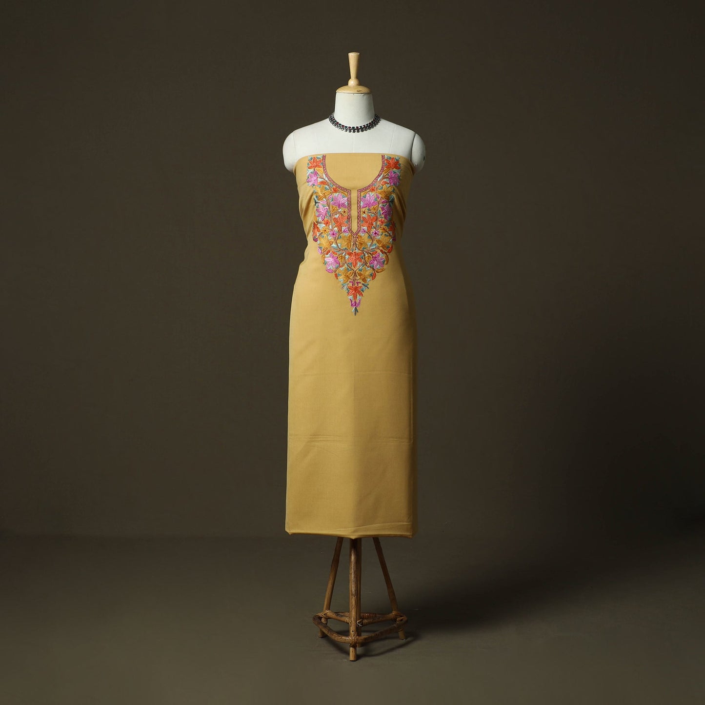 Aari hand embroidery cotton 2pc unstitched dress material