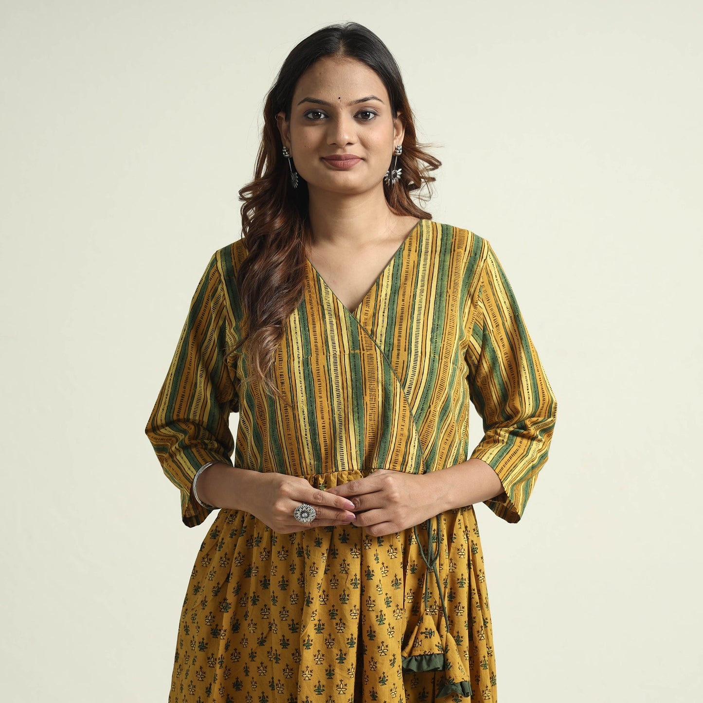 Buy Ajrakh Block Printed Cotton Kurta with Palazzo Set Online at iTokri.com