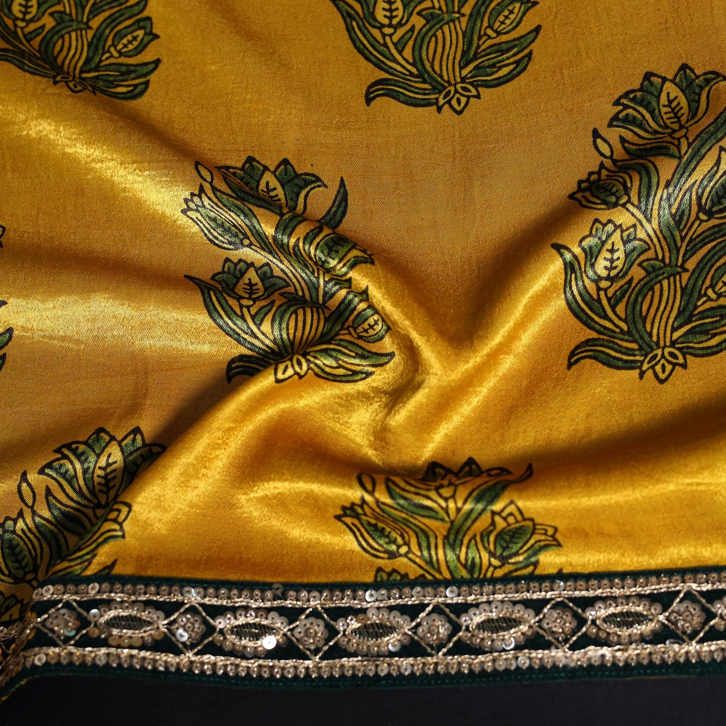 Printed modal silk blouse piece with lace work 31