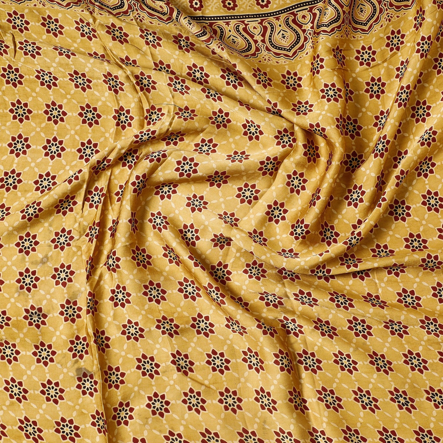 Ajrakh Block Printed Modal Silk Precut fabric