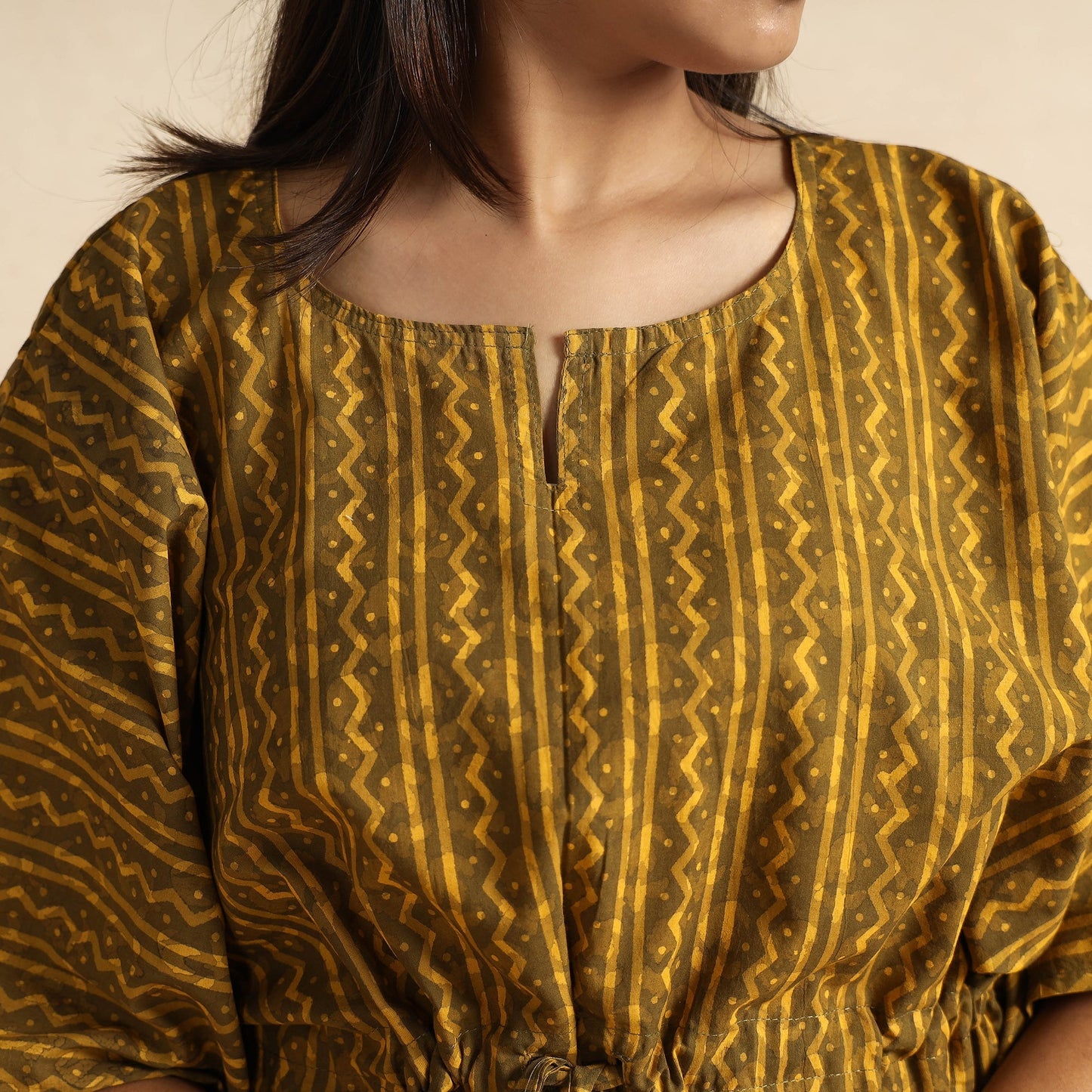 Akola Block Printed Cotton Kaftan & Pyjama Night Suit Set