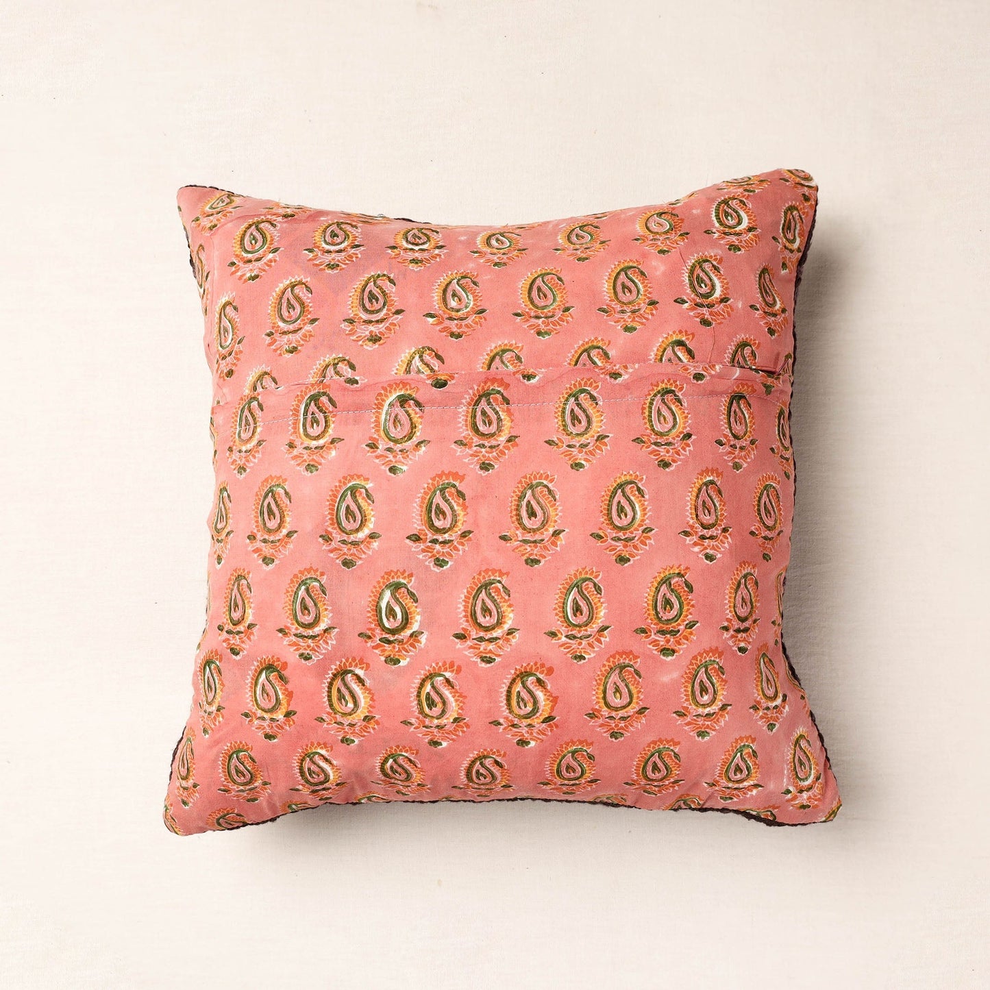 Bagru Block Printed Jute Cushion Cover (16 x 16 in)