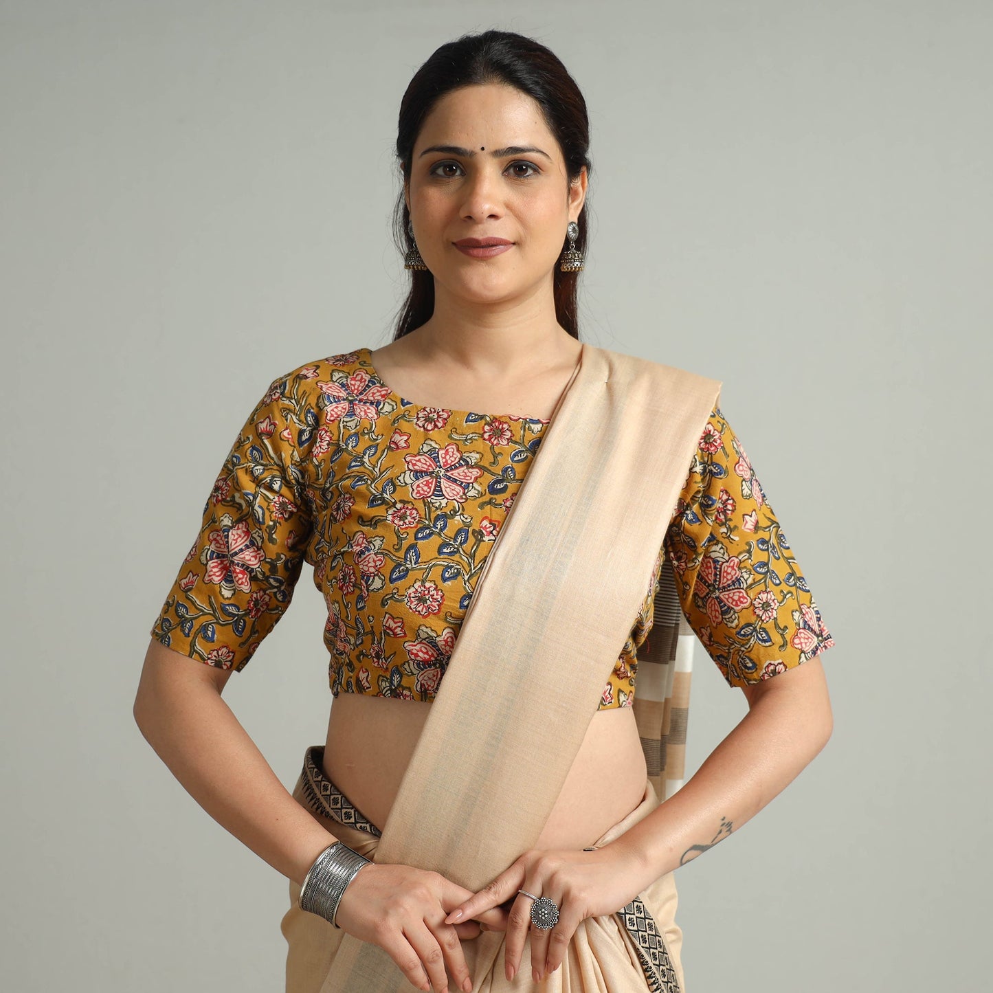 Buy Bagru Kalamkari Block Printed Cotton Stitched Blouse 10