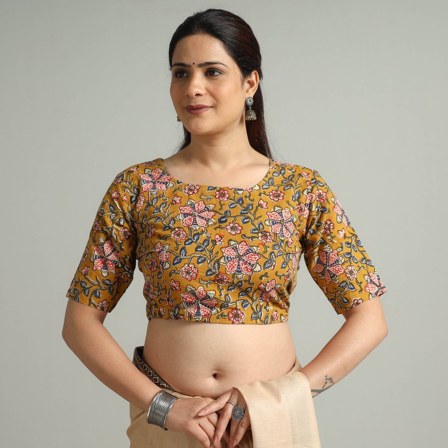 Buy Bagru Kalamkari Block Printed Cotton Stitched Blouse 10