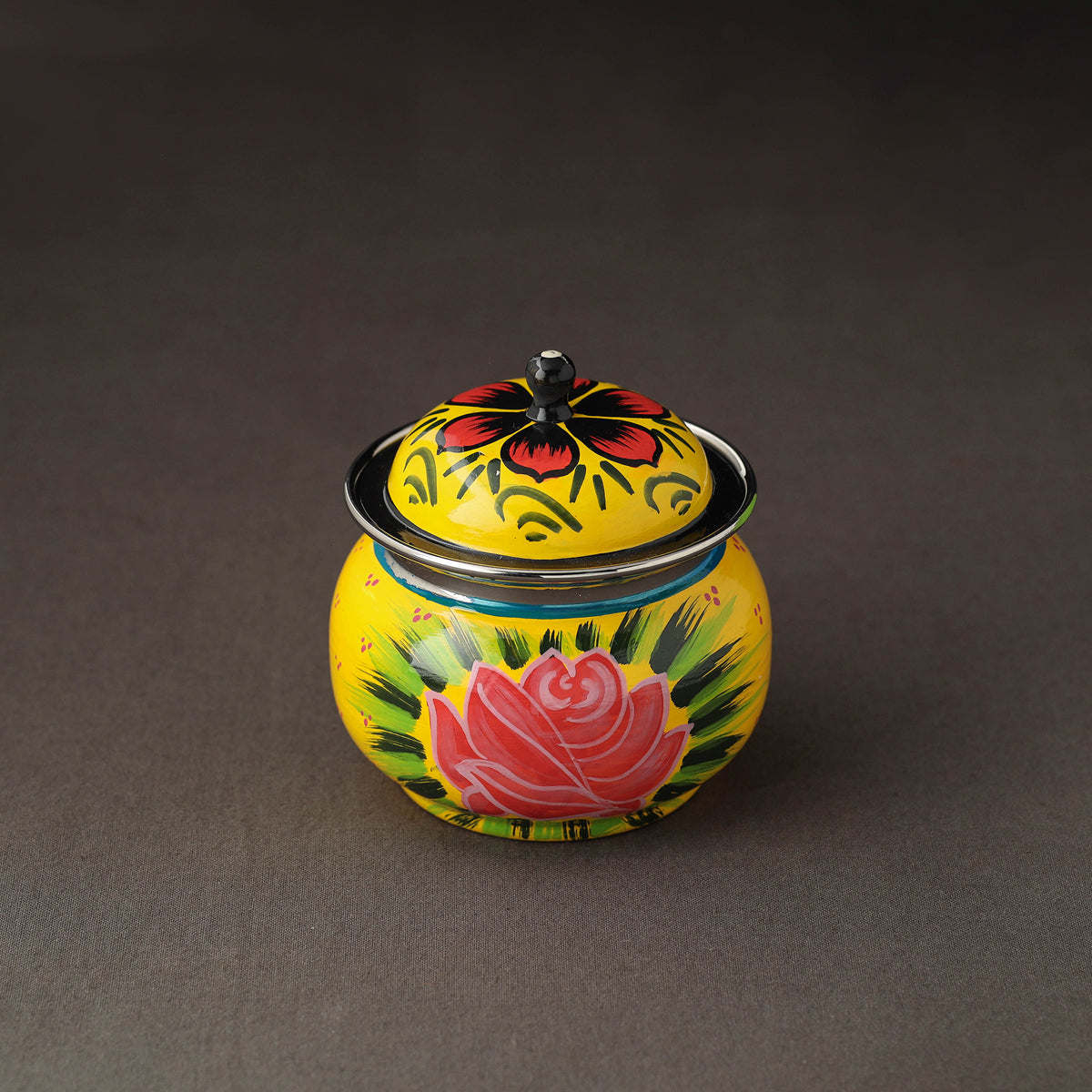 Banaras Handpainted Stainless Steel Small Ghee Pot