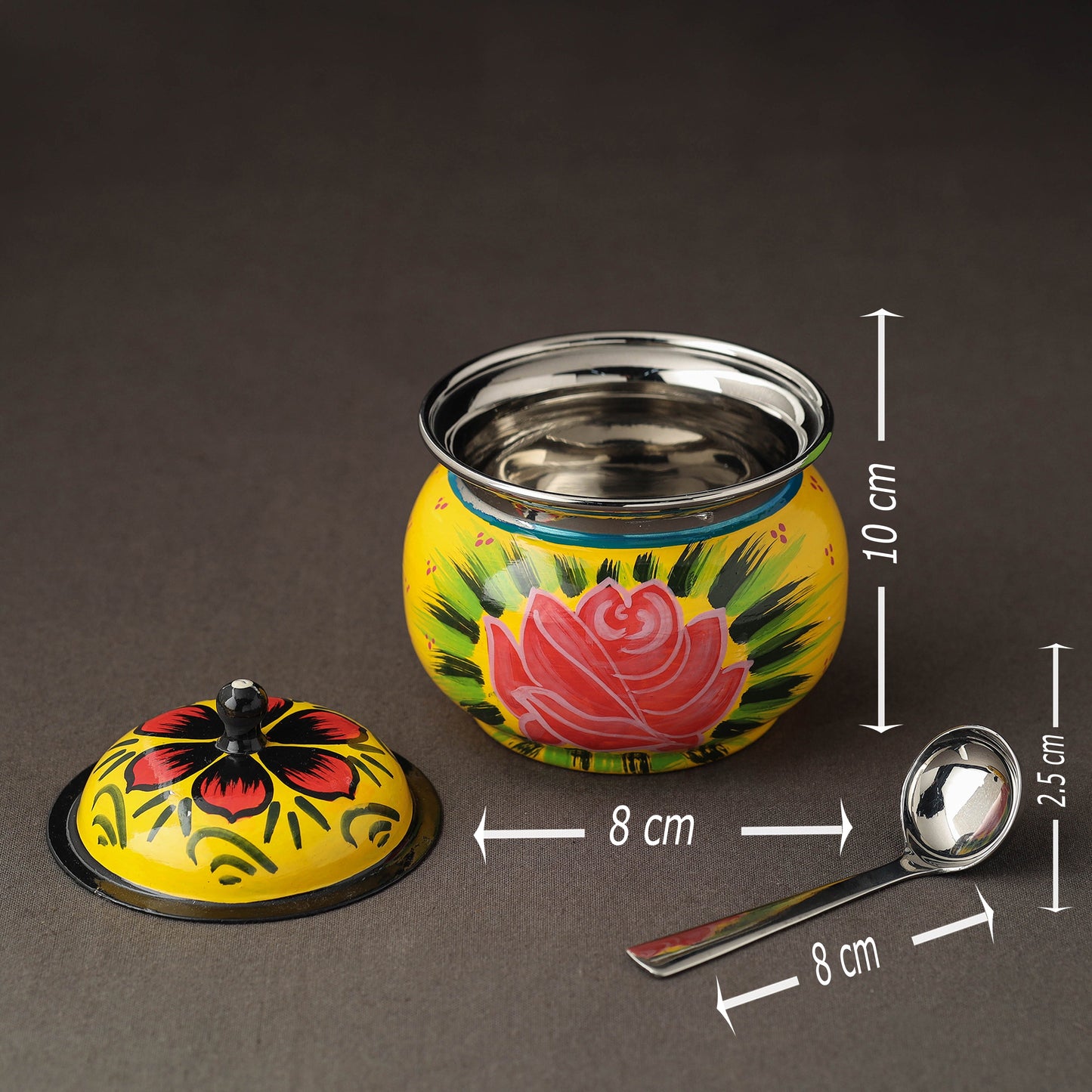 Banaras Handpainted Stainless Steel Small Ghee Pot