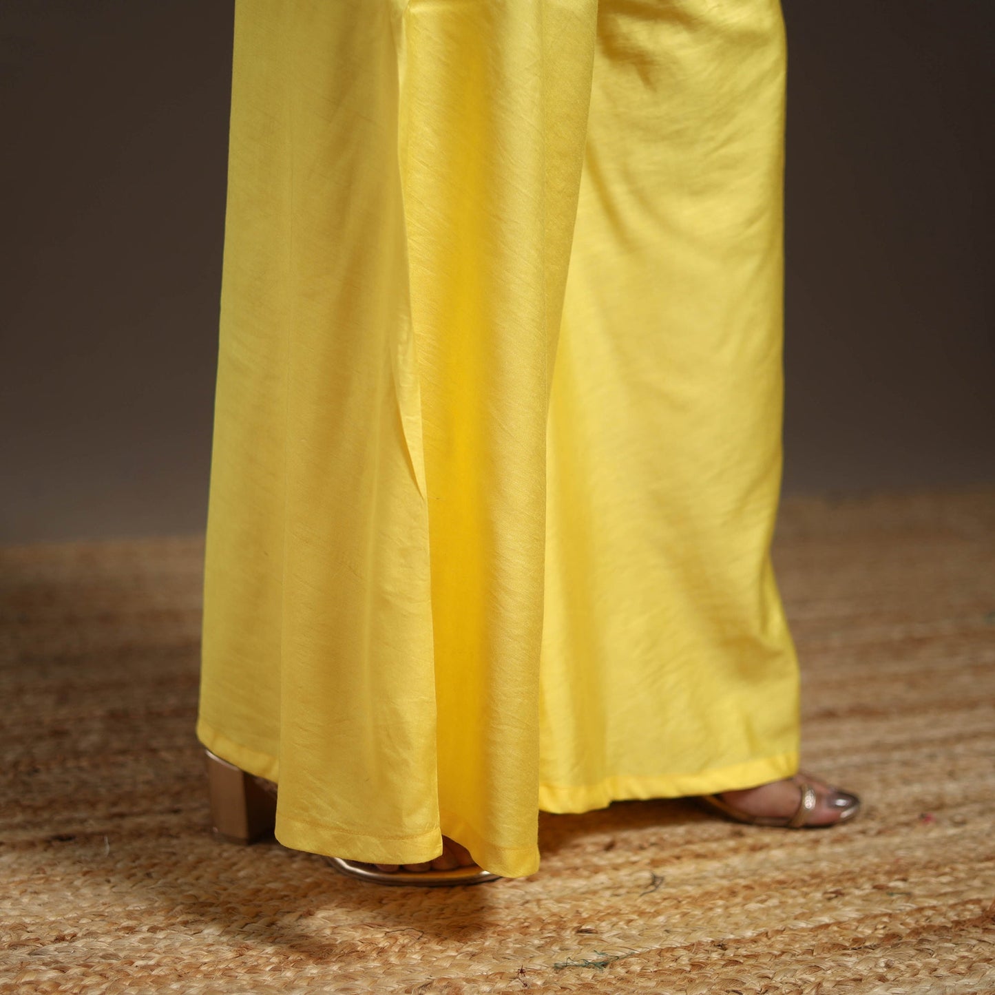 Yellow - banarasi with gota work meena weaving silk cotton