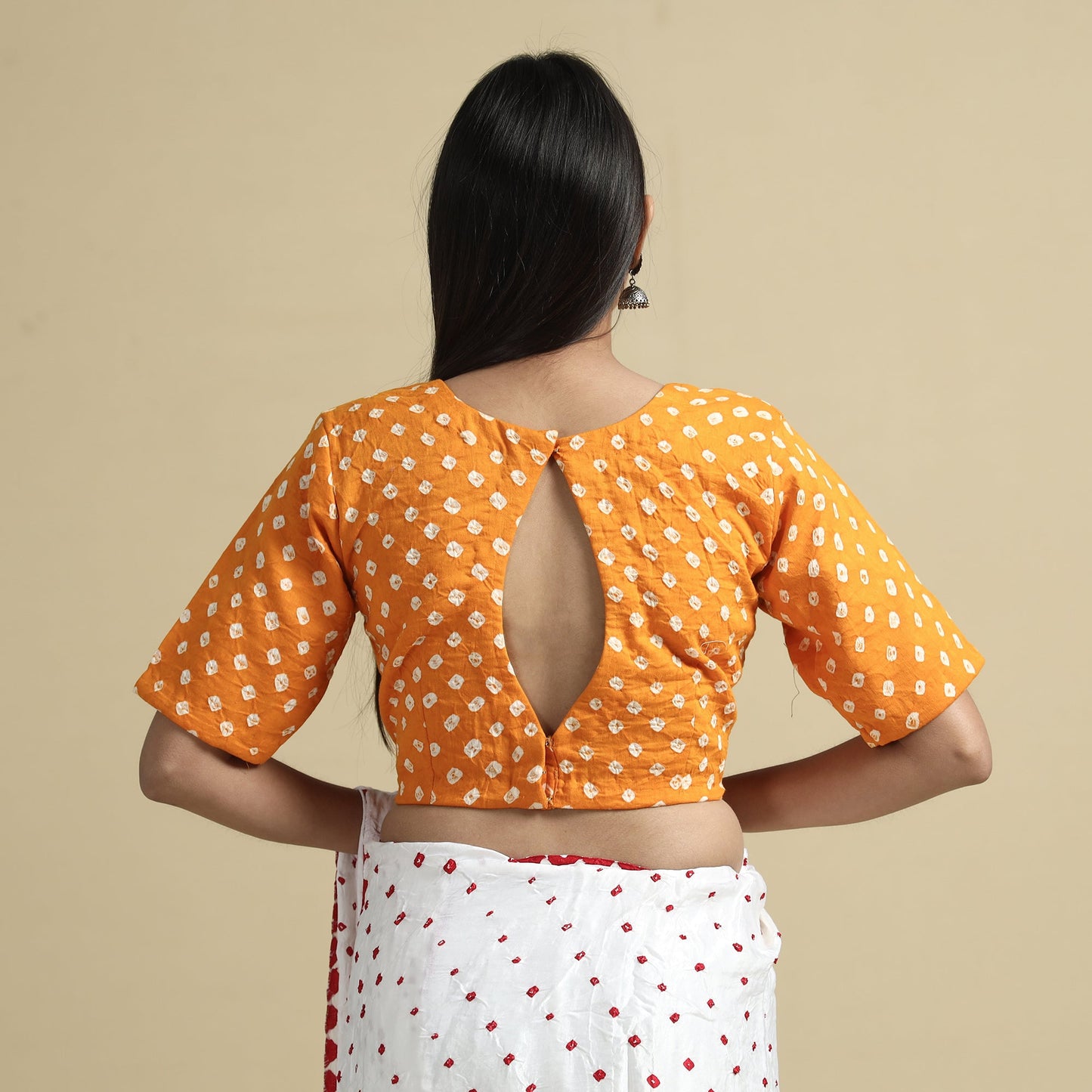 Yellow - bandhani tie-dye cotton stitched blouse