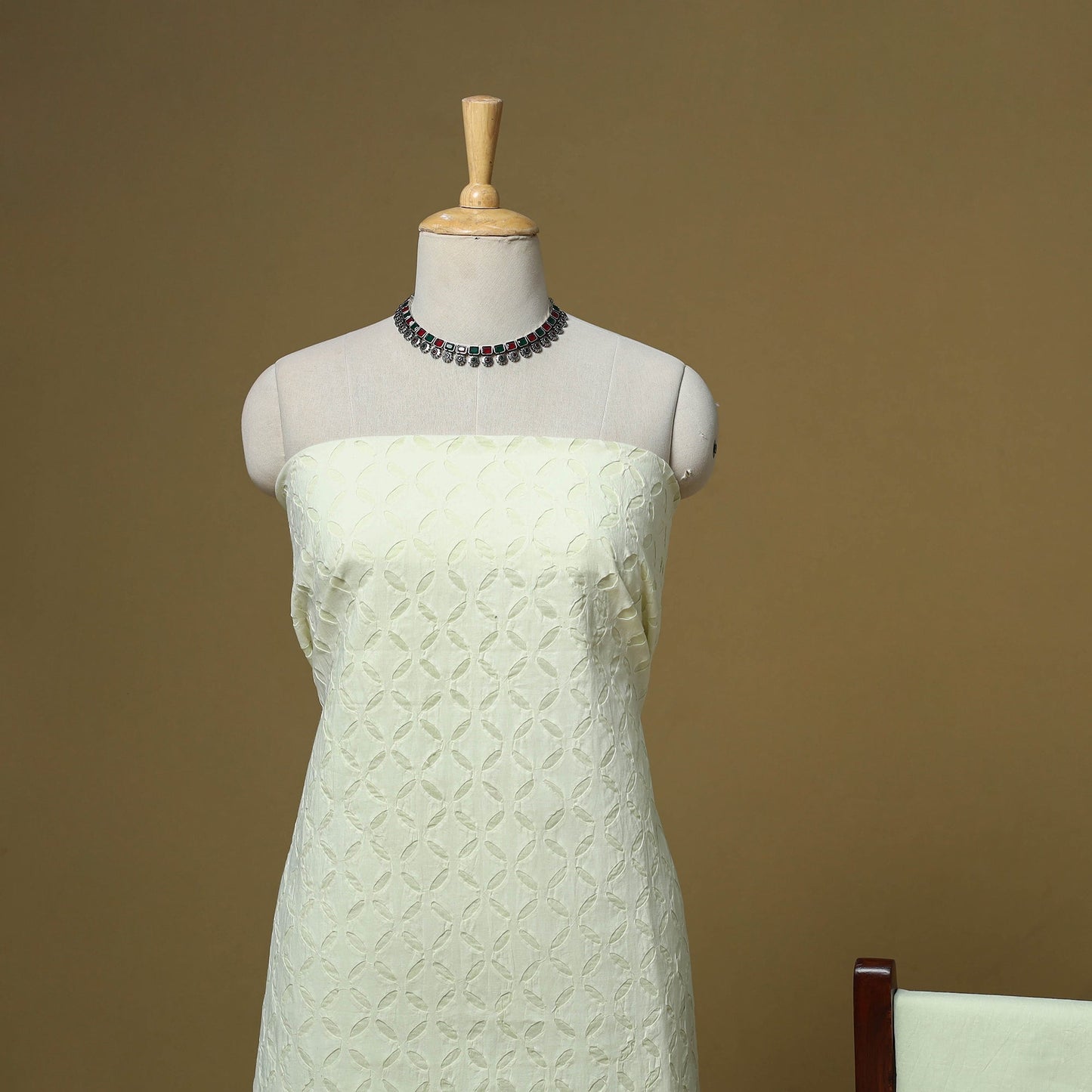 Barmer applique cut work cotton 3pc unstitched dress