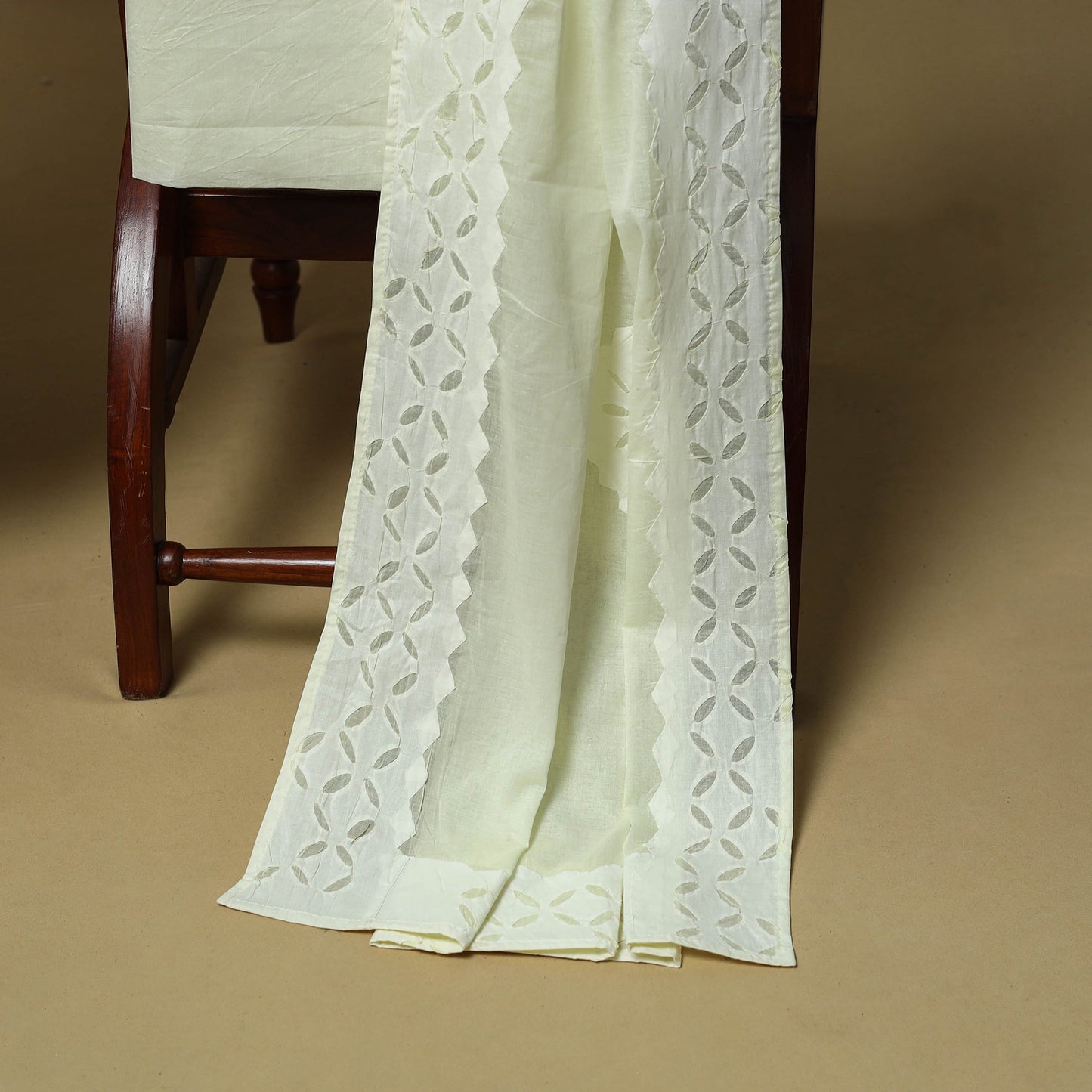 Barmer applique cut work cotton 3pc unstitched dress