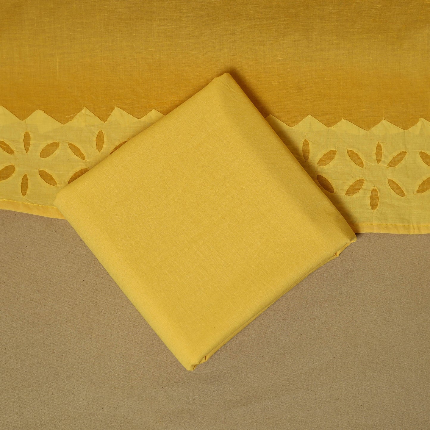 Barmer applique cut work cotton 3pc unstitched dress