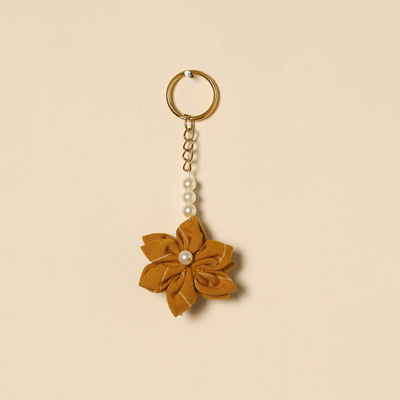 Beaded fabart flower keychain 18 - handcrafted